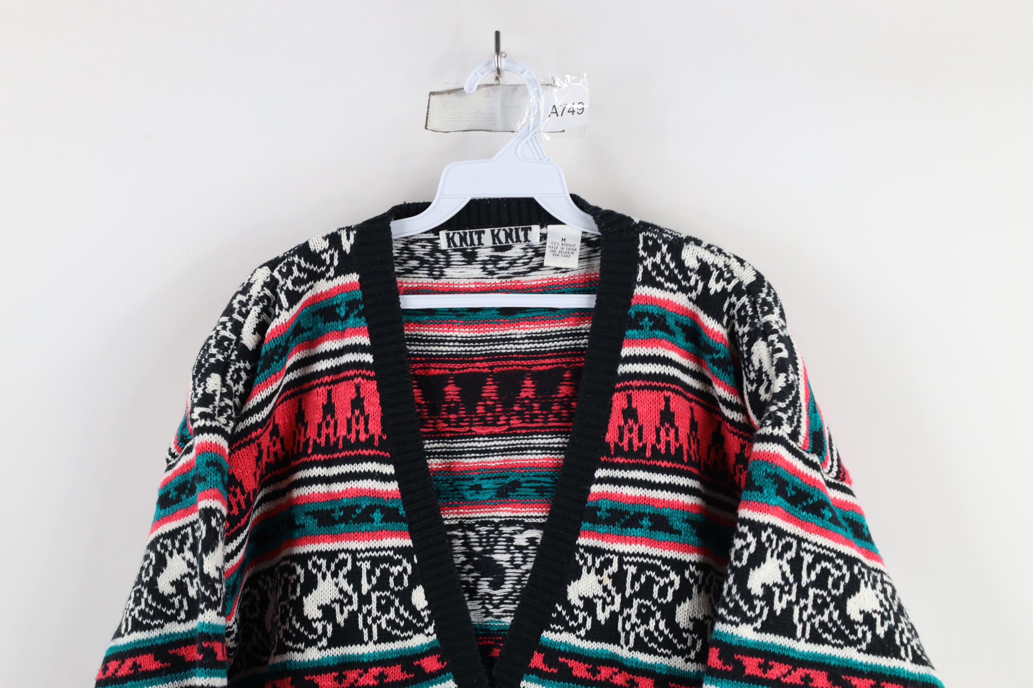 Vintage Vintage 90s Streetwear Paisley Knit Cardigan Sweater Size M / US 6-8 / IT 42-44 - 2 Thumbnail