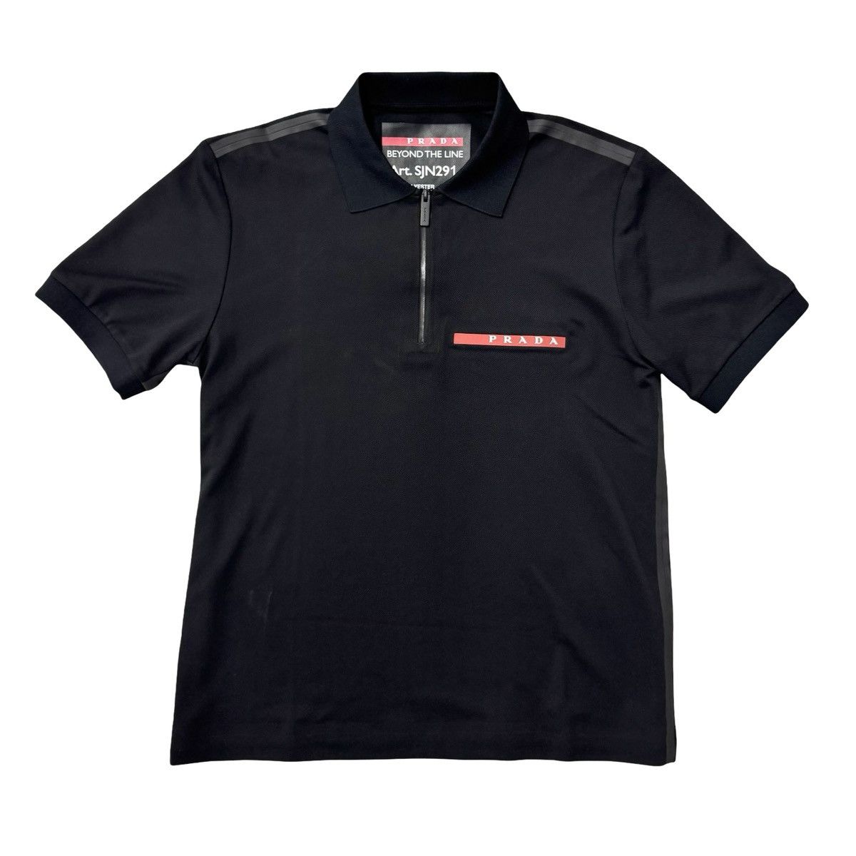 Prada Prada Linea Rossa Beyond The Line Pique Polo Shirt Black Size US S / EU 44-46 / 1 - 1 Thumbnail