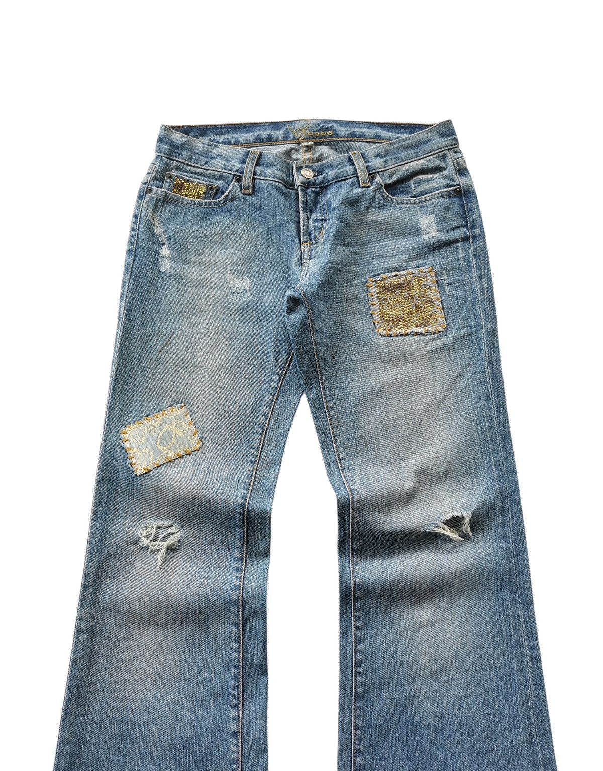 Bebe RARE Flared Bebe Denim Carmen Patchwork Jeans Size 29" - 1 Thumbnail