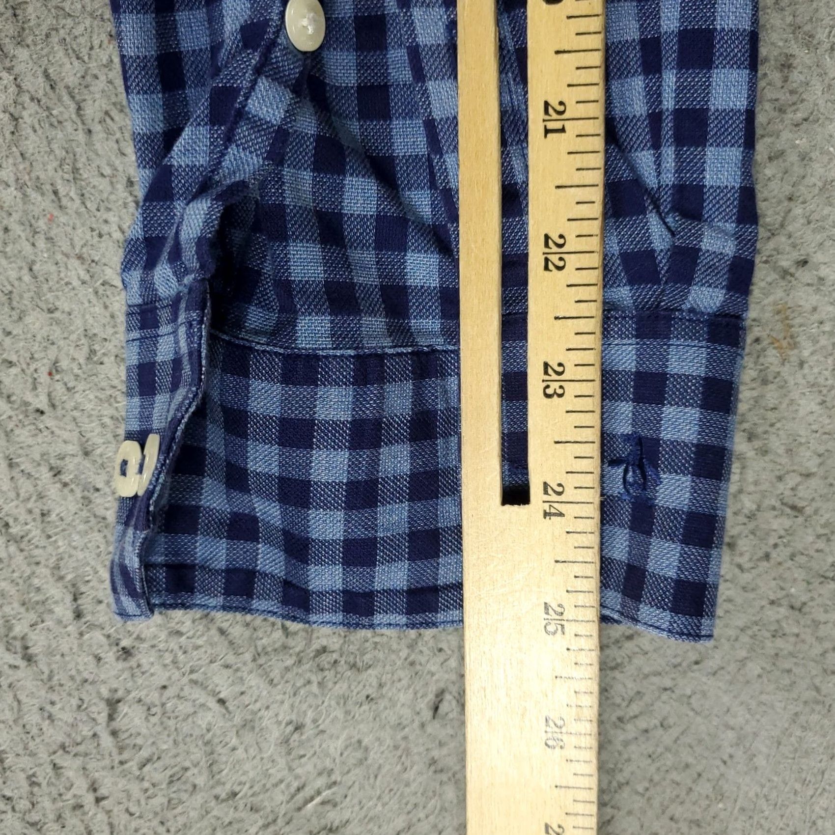 Vintage Penguin Shirt Mens 16.5 Blue Check Slim Fit Dress Button Up Long Sleeve Size 46R - 6 Thumbnail