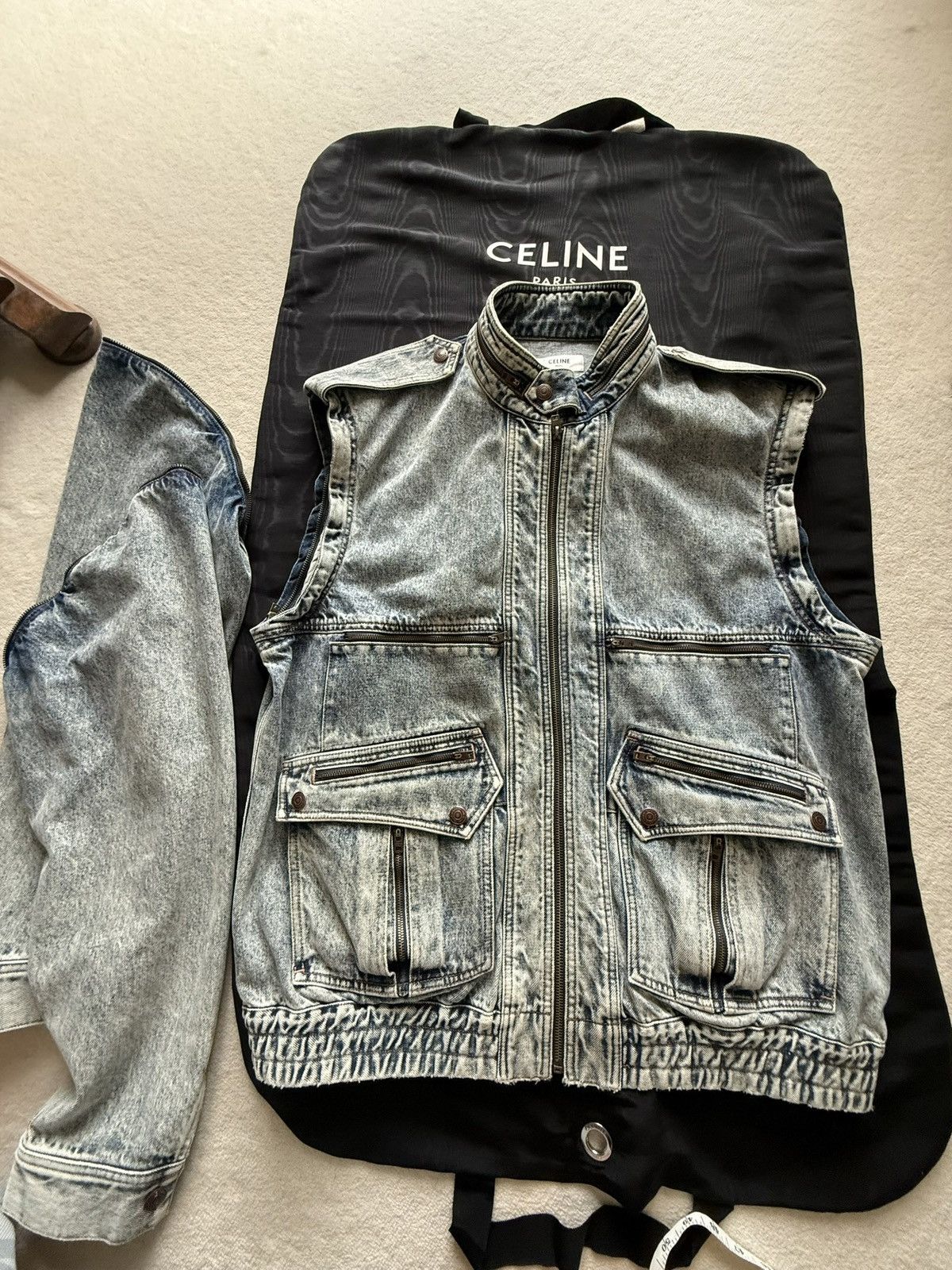 Celine Celine SS22 sequin so happy zip denim jacket vest Hedi rare Size US XL / EU 56 / 4 - 24 Thumbnail