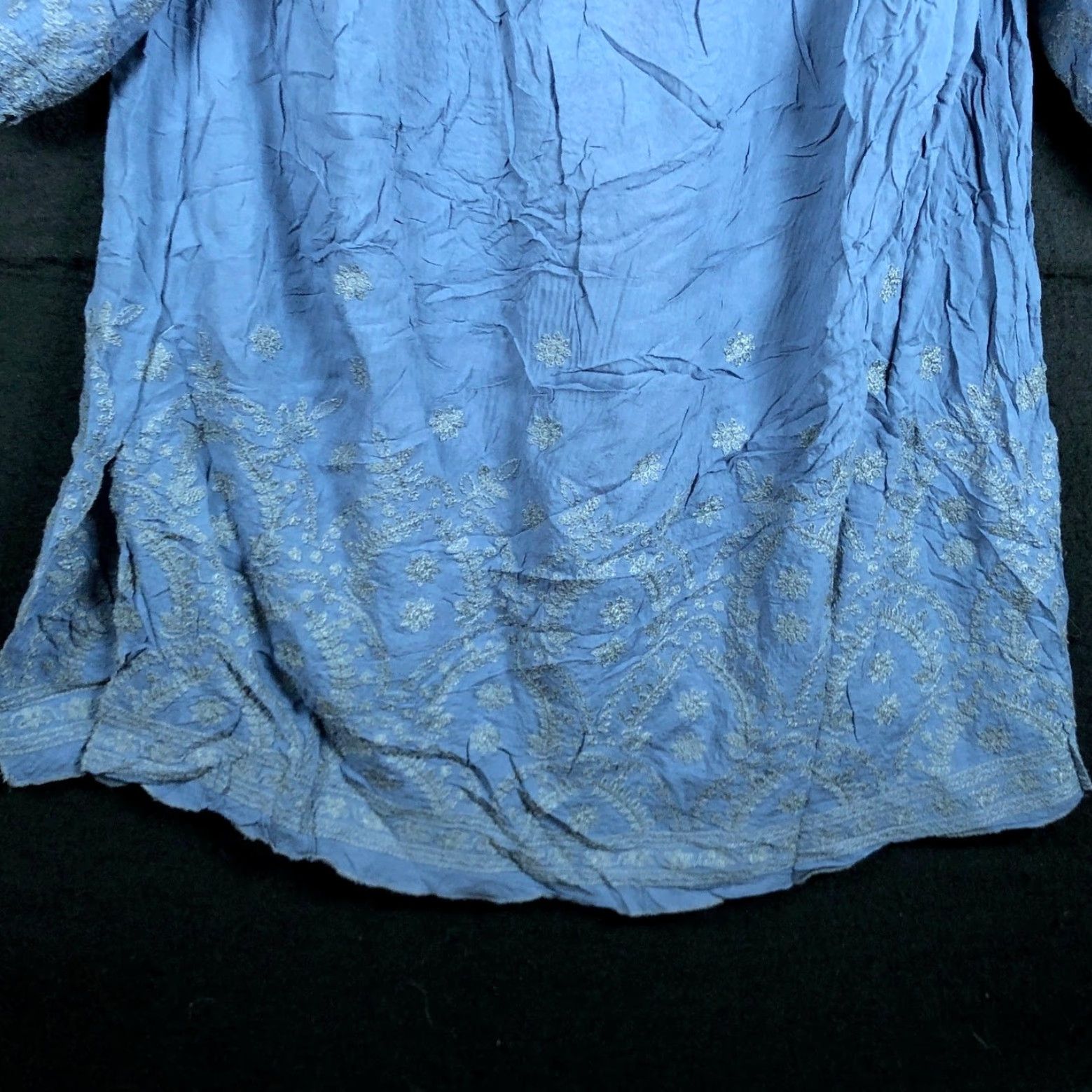 Vintage Sundance Blouse Blue Short Sleeve 100% Rayon Tunic M Womens Front Scoop Neck Casual Workwear Boho Size M / US 6-8 / IT 42-44 - 3 Thumbnail