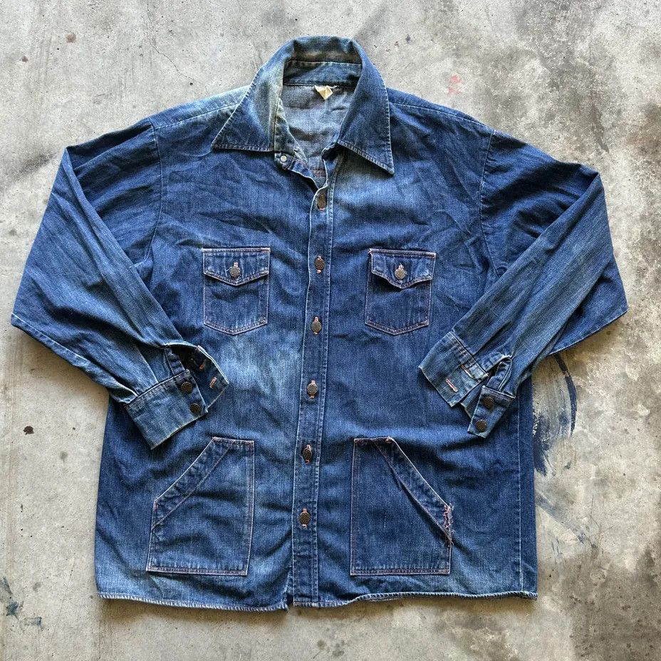 JCPenney Vintage 60s JC Penney Denim Chore Jacket Size XL / XXL Size US XL / EU 56 / 4 - 1 Thumbnail