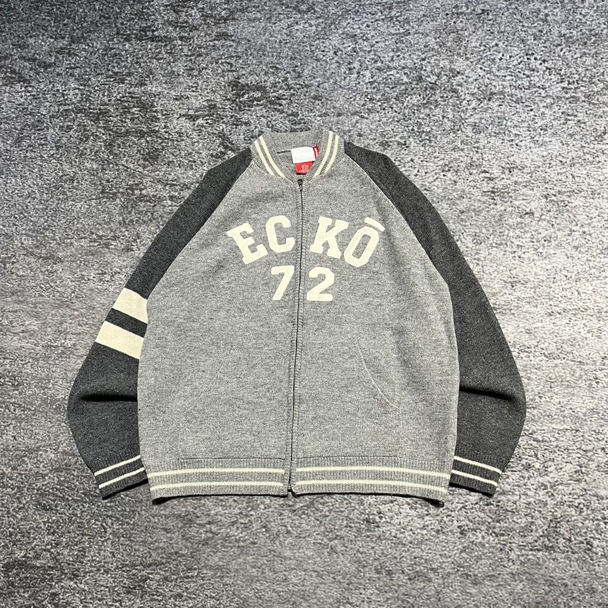 Ecko Unltd. Vintage Y2K Ecko U NLTD Spell Out Gray Wool Zip Up Sweater Size US L / EU 52-54 / 3 - 1 Thumbnail