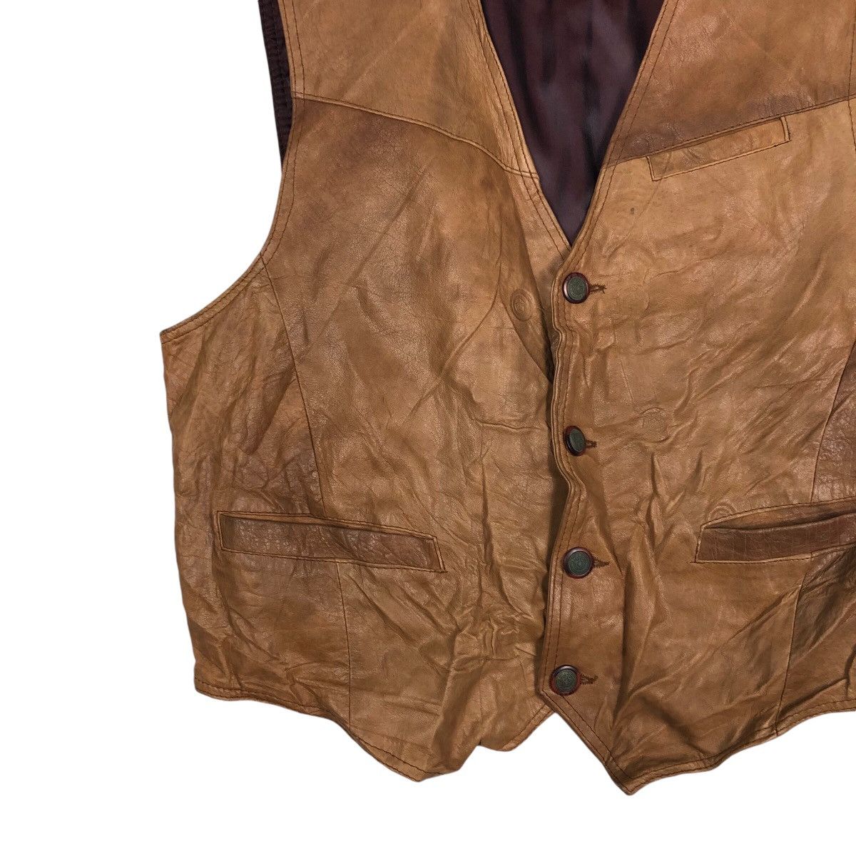 Genuine Leather 📌Vintage Genuine Leather Vest Biker Vera Pelle Size US M / EU 48-50 / 2 - 5 Thumbnail