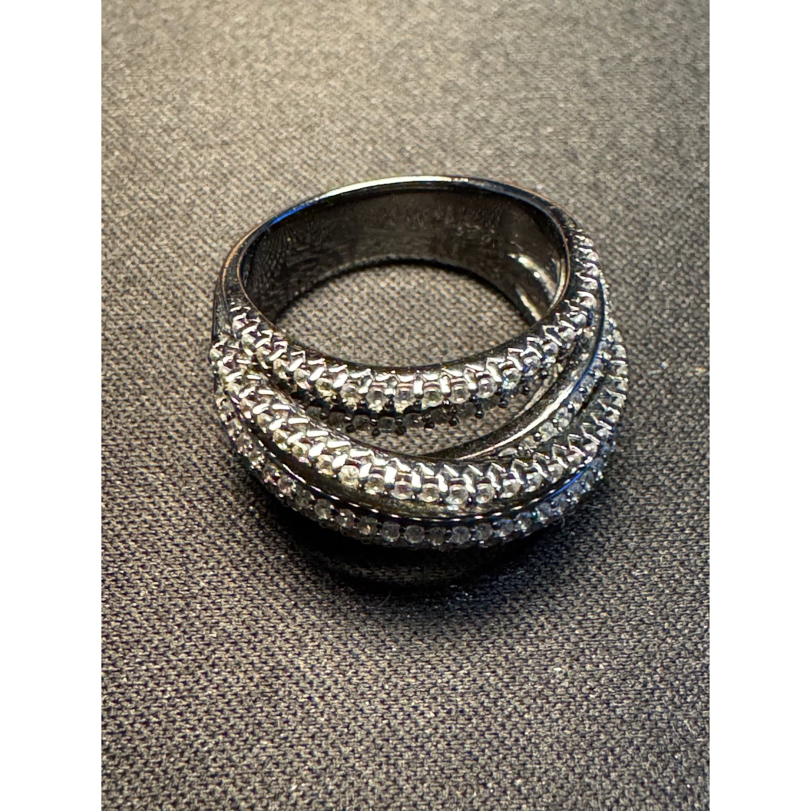 Other 925 Silver Diamond Rhodium Plated Over Silver Ring Size 8 Size ONE SIZE - 5 Thumbnail