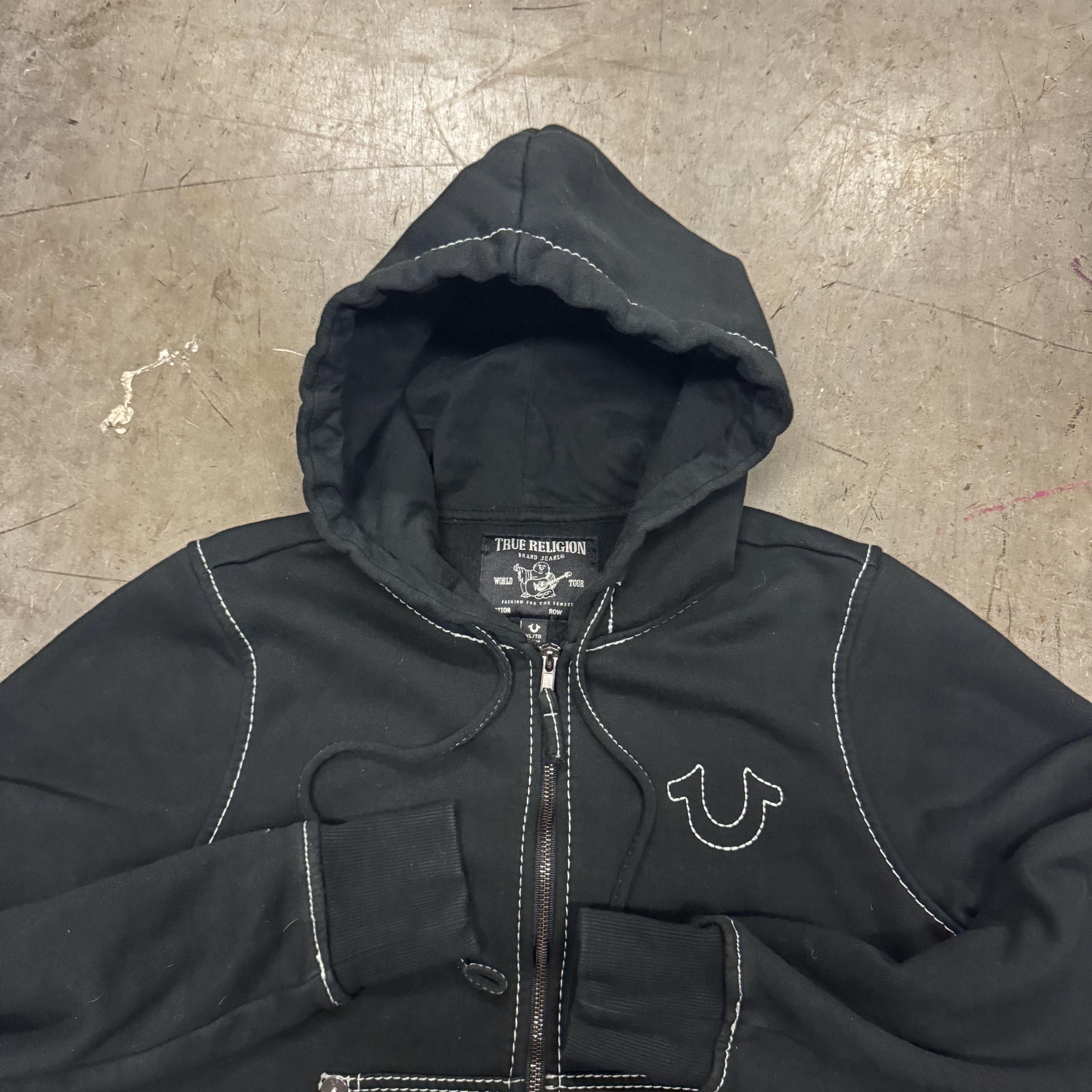 Designer × True Religion True Religon World Tour Cropped Zipper Hoodie Sweatshirt Size XL / US 12-14 / IT 48-50 - 3 Thumbnail