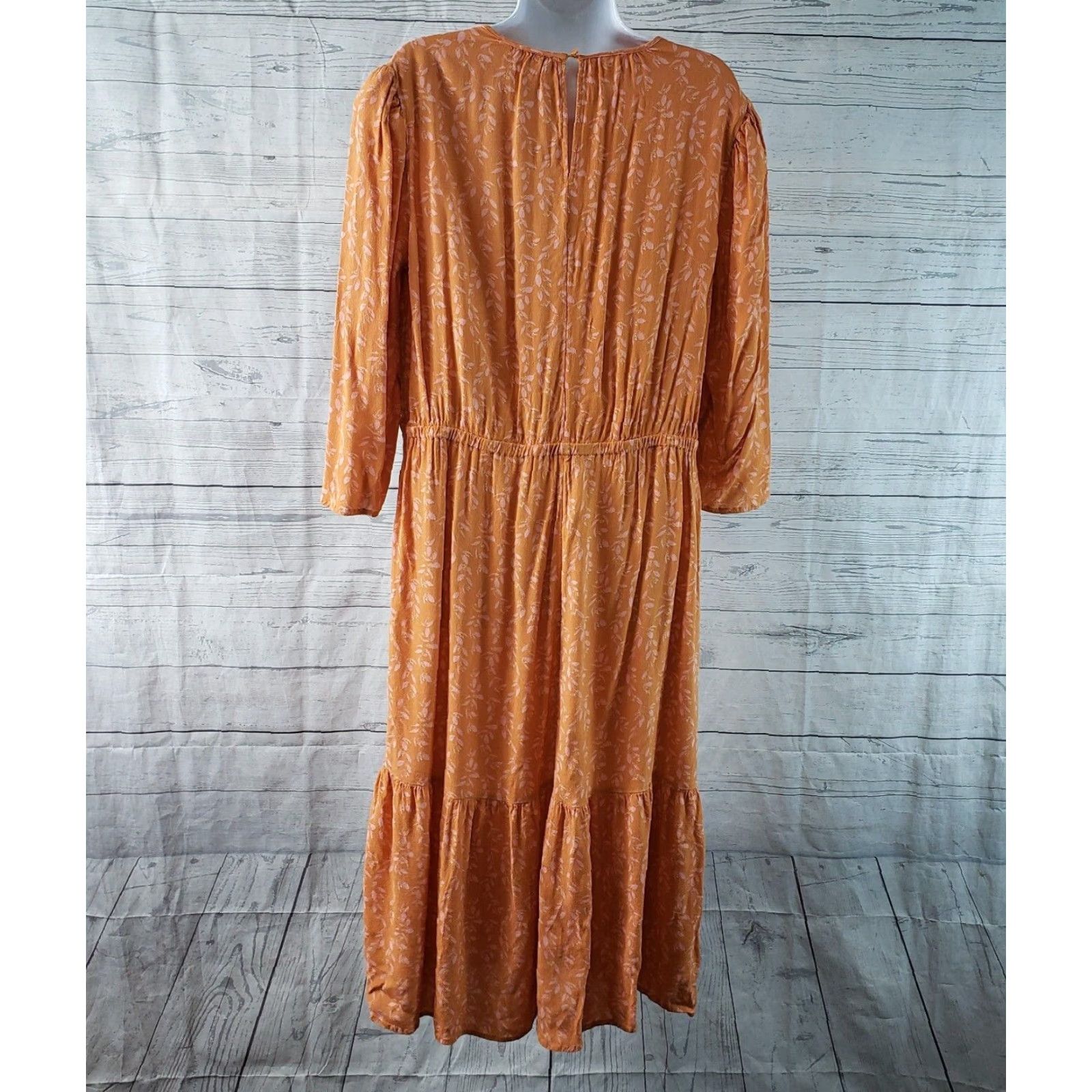 Vintage A New Day Womens Midi Dress XL Orange Pink Floral Rayon A-Line Button 46" Length 21" Width Floral Pattern Vintage No Size XL / US 12-14 / IT 48-50 - 4 Thumbnail