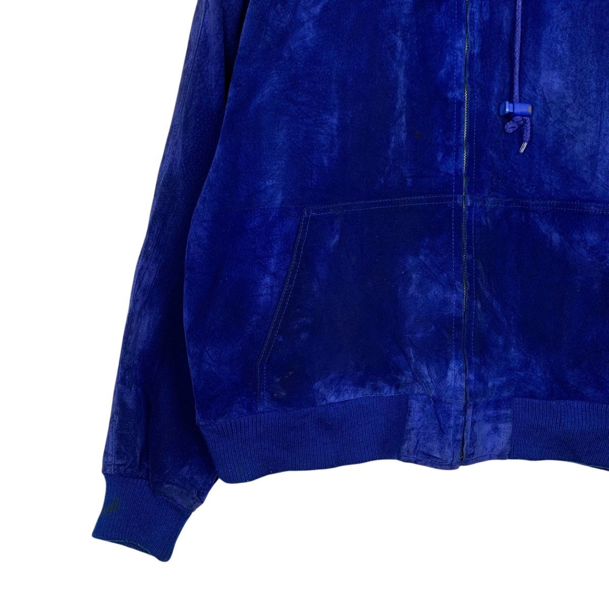 Japanese Brand TAMNERY WEST Hooded Blue Suede Leather Jacket #2437-C109 Size US L / EU 52-54 / 3 - 3 Thumbnail