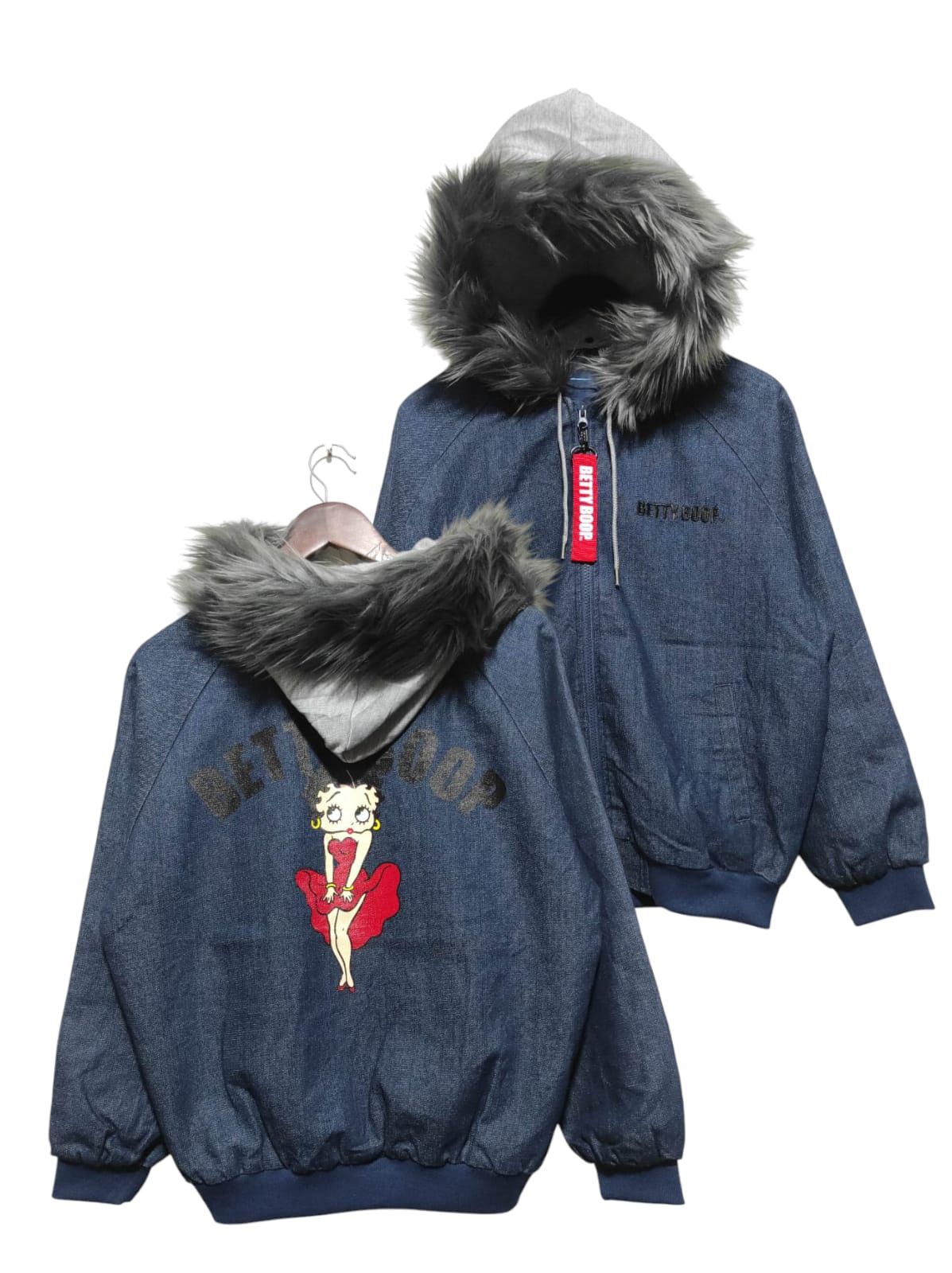 Anime Denifits x Betty boop Bomber Denim Zip Fur Hoodie Jacket Size US M / EU 48-50 / 2 - 1 Thumbnail