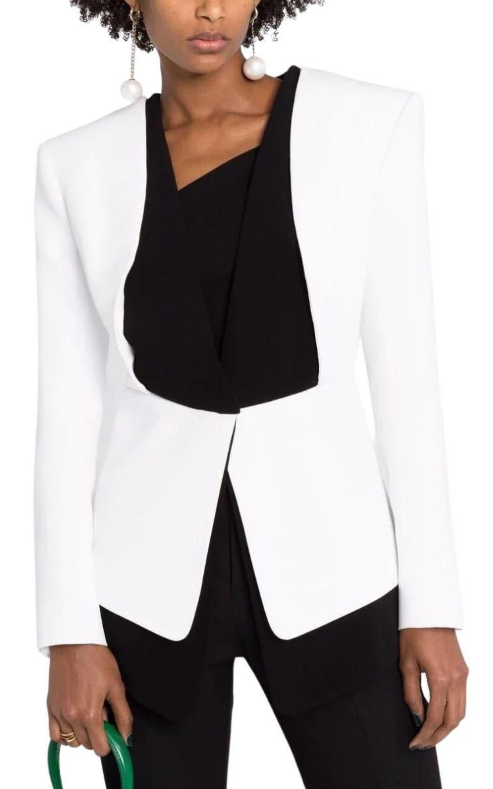 Balmain o1y0525 Blazer in White/Black Size S / US 4 / IT 40 - 2 Thumbnail