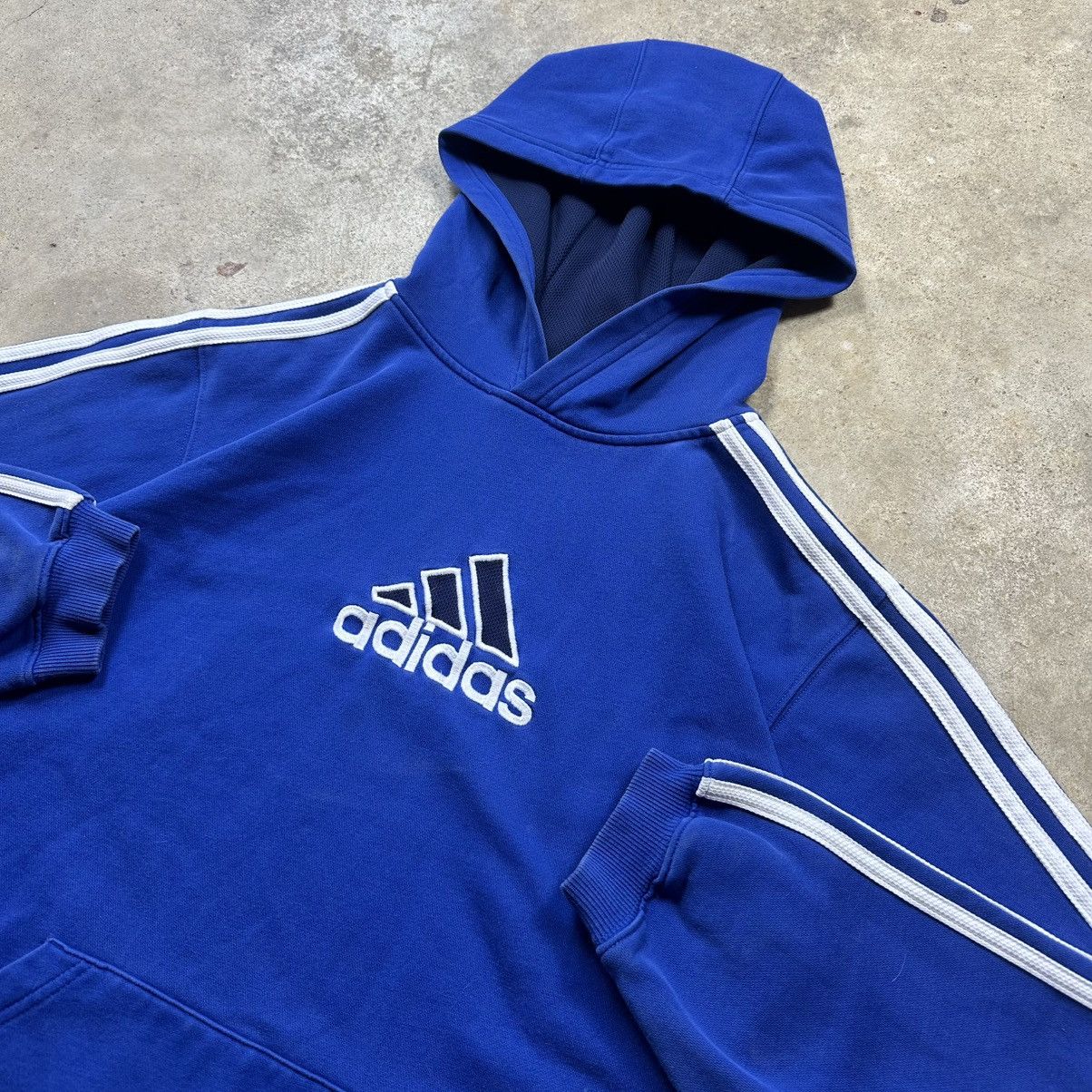 Adidas Vintage Y2K Blue Adidas Big Logo Baggy Skater Hoodie Size US XL / EU 56 / 4 - 2 Thumbnail