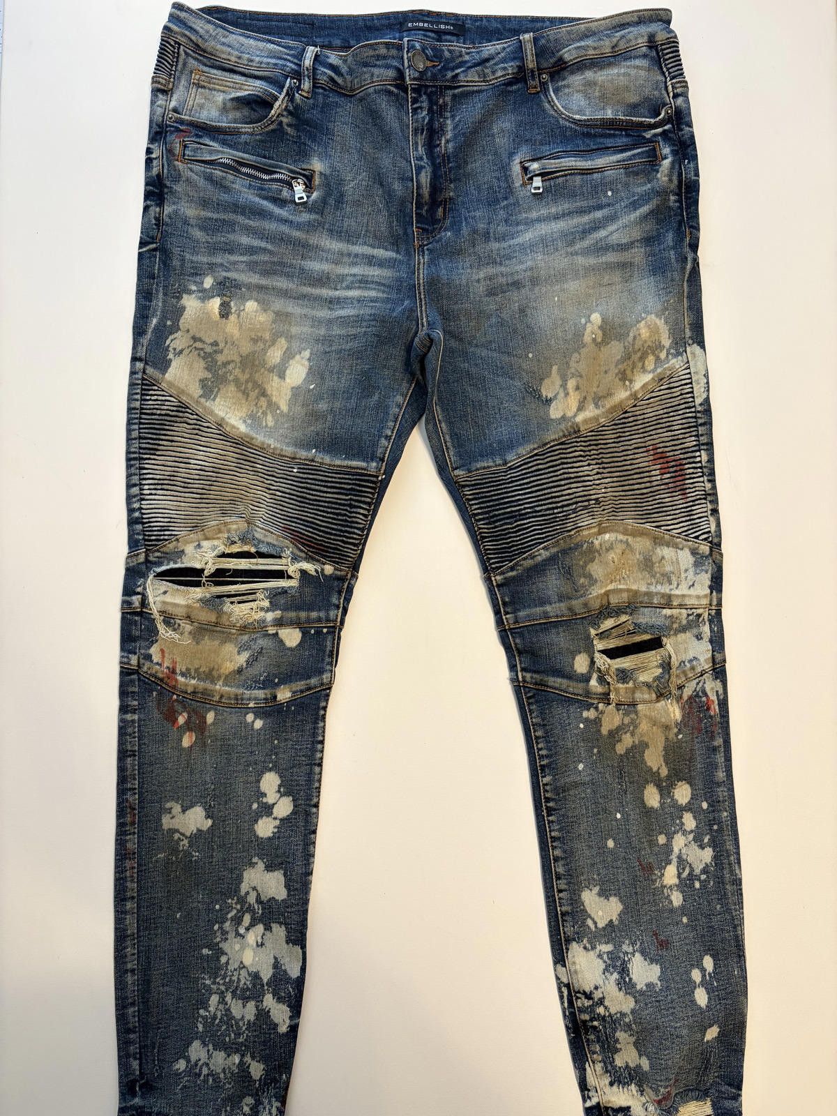 Embellish Embellish NYC Distressed Biker Skinny Jeans (Size 44x32) Size US 44 / EU 60 - 1 Thumbnail