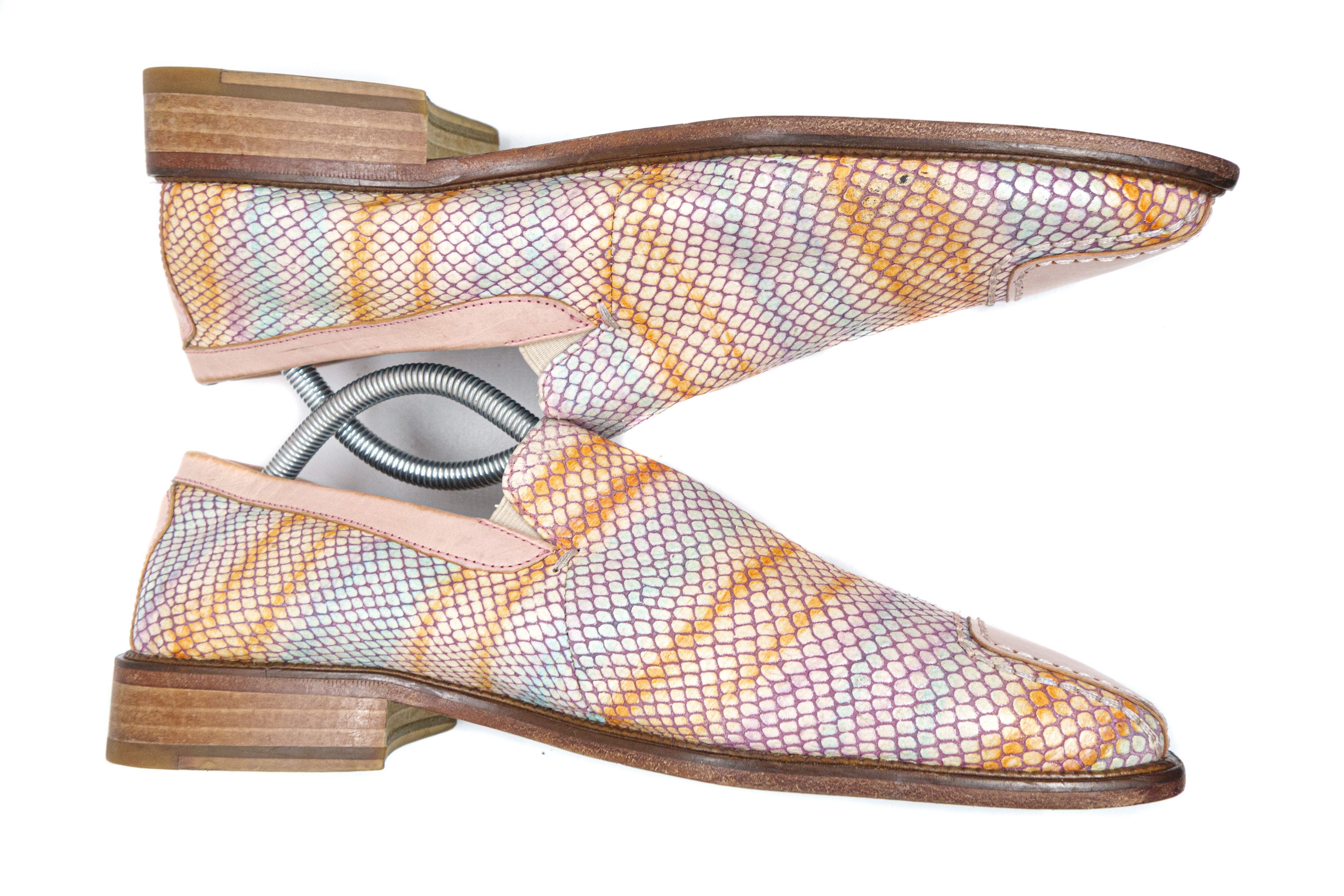 00S Multicolor Square Toe Leather Shoes Vintage