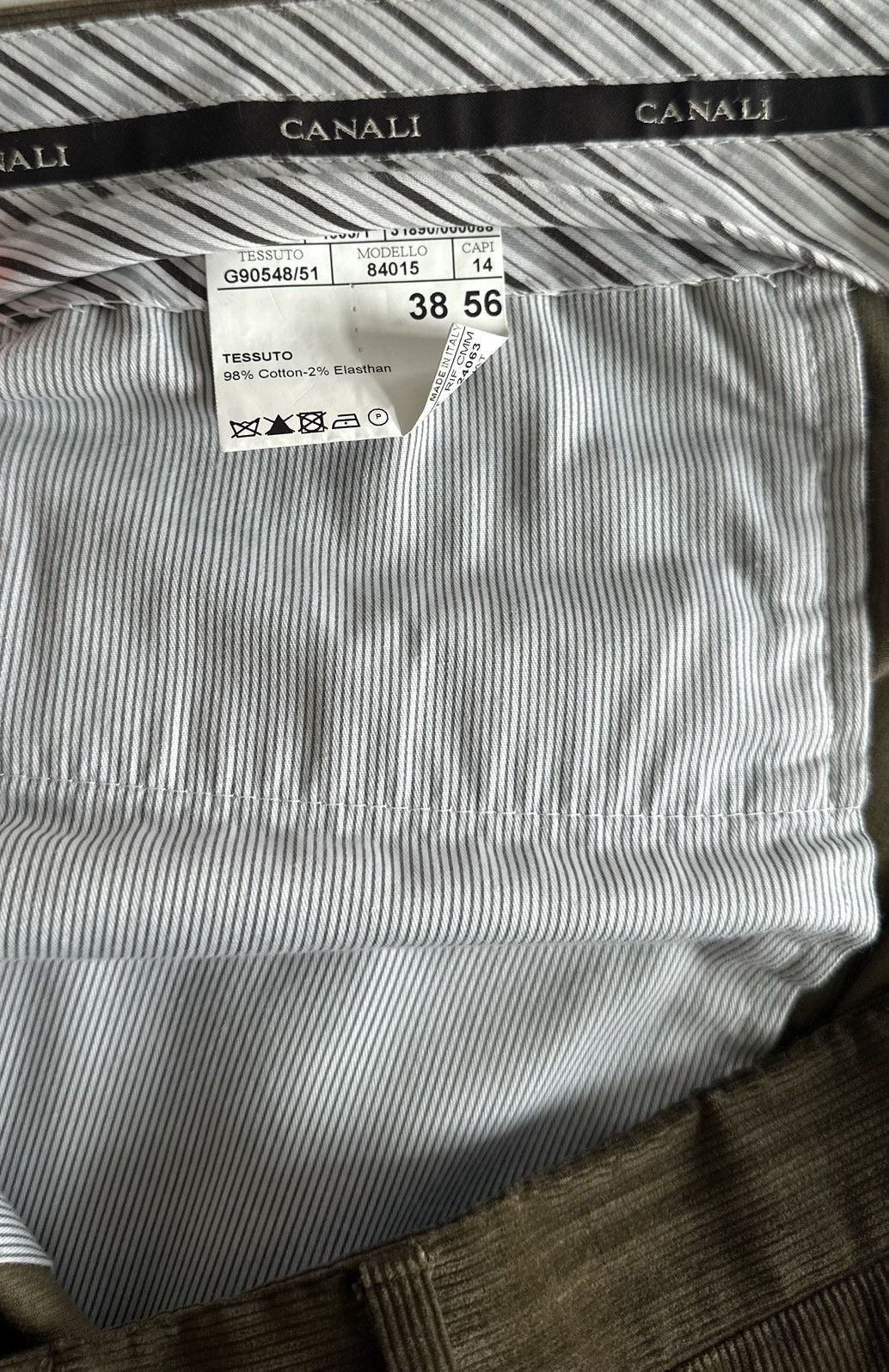Canali Canali Corduroy Trousers – Taupe/Brown – Size 38 (EU 56) Size US 38 / EU 54 - 4 Thumbnail