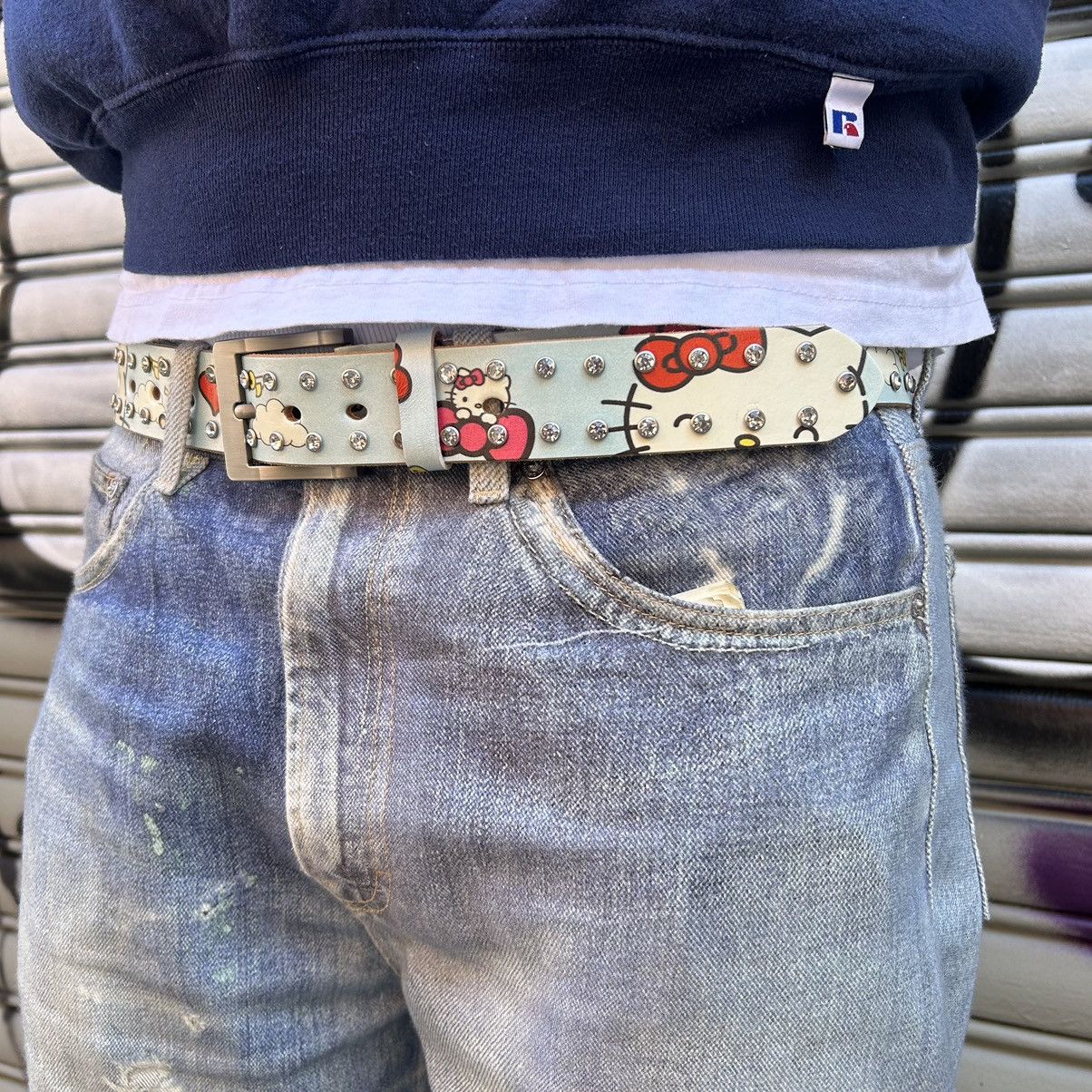 Ed Hardy × Japanese Brand Leo Ryder “Kitty” Print rhinestone leather belt Size ONE SIZE - 3 Thumbnail