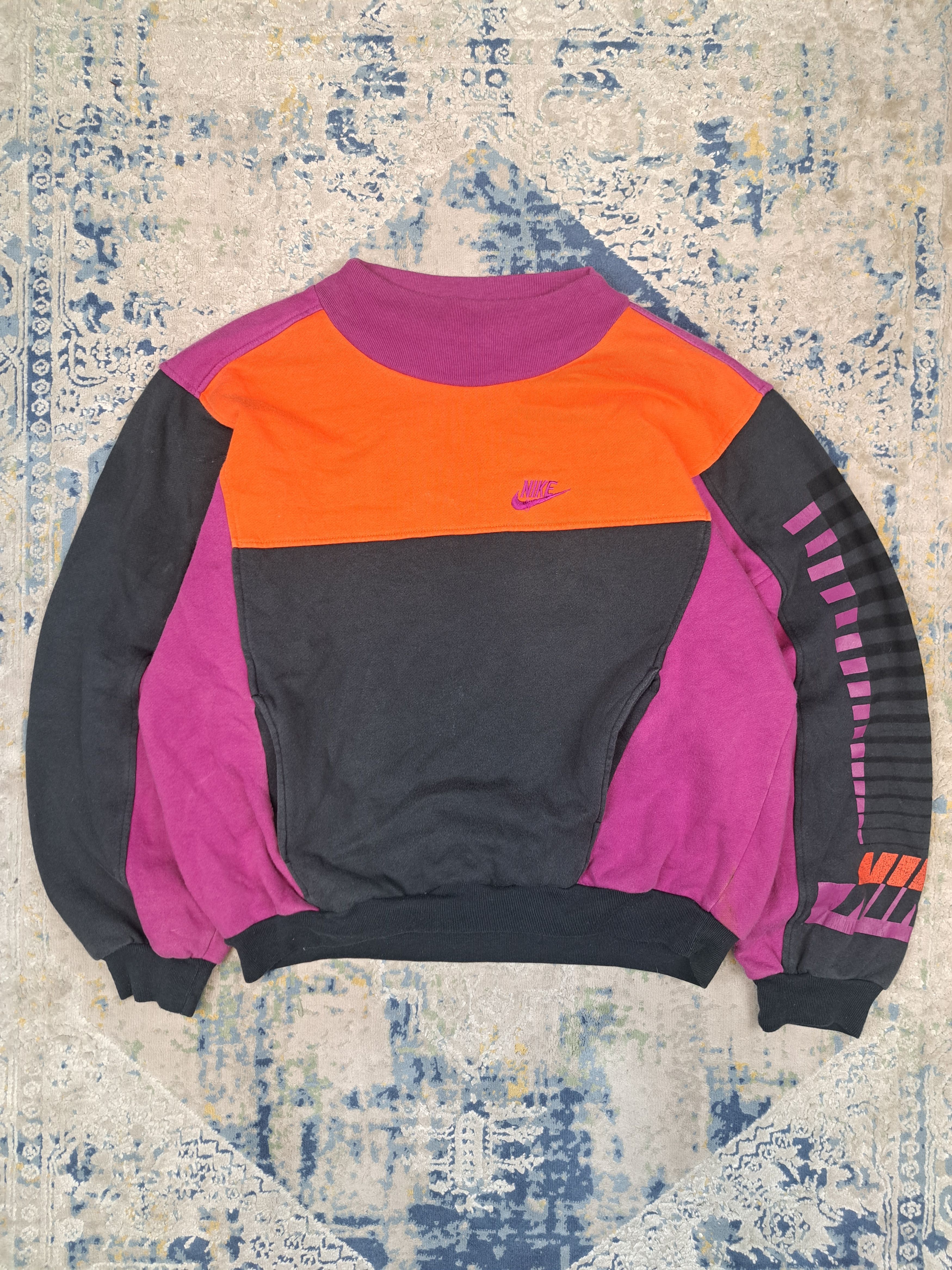 Nike Vintage 80s Nike Colour Block Boxy Sweatshirt Mini Swoosh Size US M / EU 48-50 / 2 - 1 Thumbnail