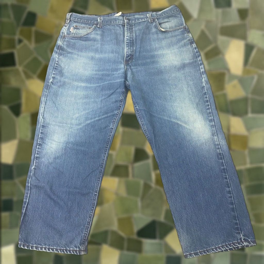 VINTAGE Carhartt Jeans Mens 42x30 Blue Flame-Resistant Denim USA Bootscut 40 28 Inseam Regular Cotton N/A