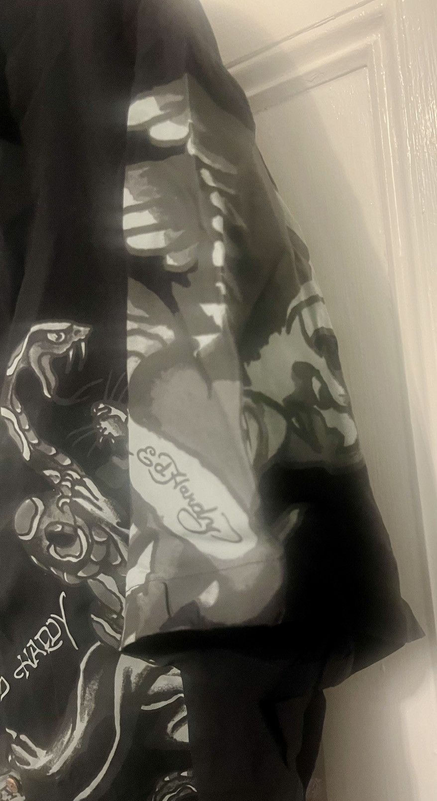 Ed Hardy Authentic Ed Hardy Woven Camp Shirt Black Grey XL The Corp Size US XL / EU 56 / 4 - 4 Thumbnail