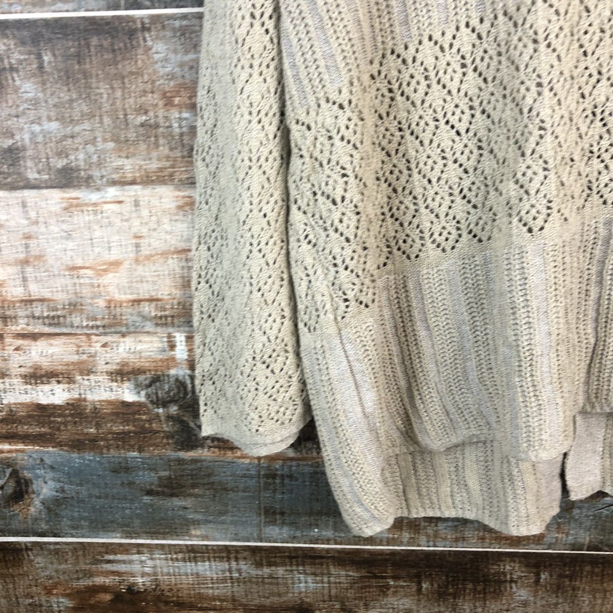Homespun Knitwear × Japanese Brand × Vintage DL Merci Grace crochet meshnet Brown Cardigan Knitwear #C529 Size L / US 10 / IT 46 - 15 Thumbnail