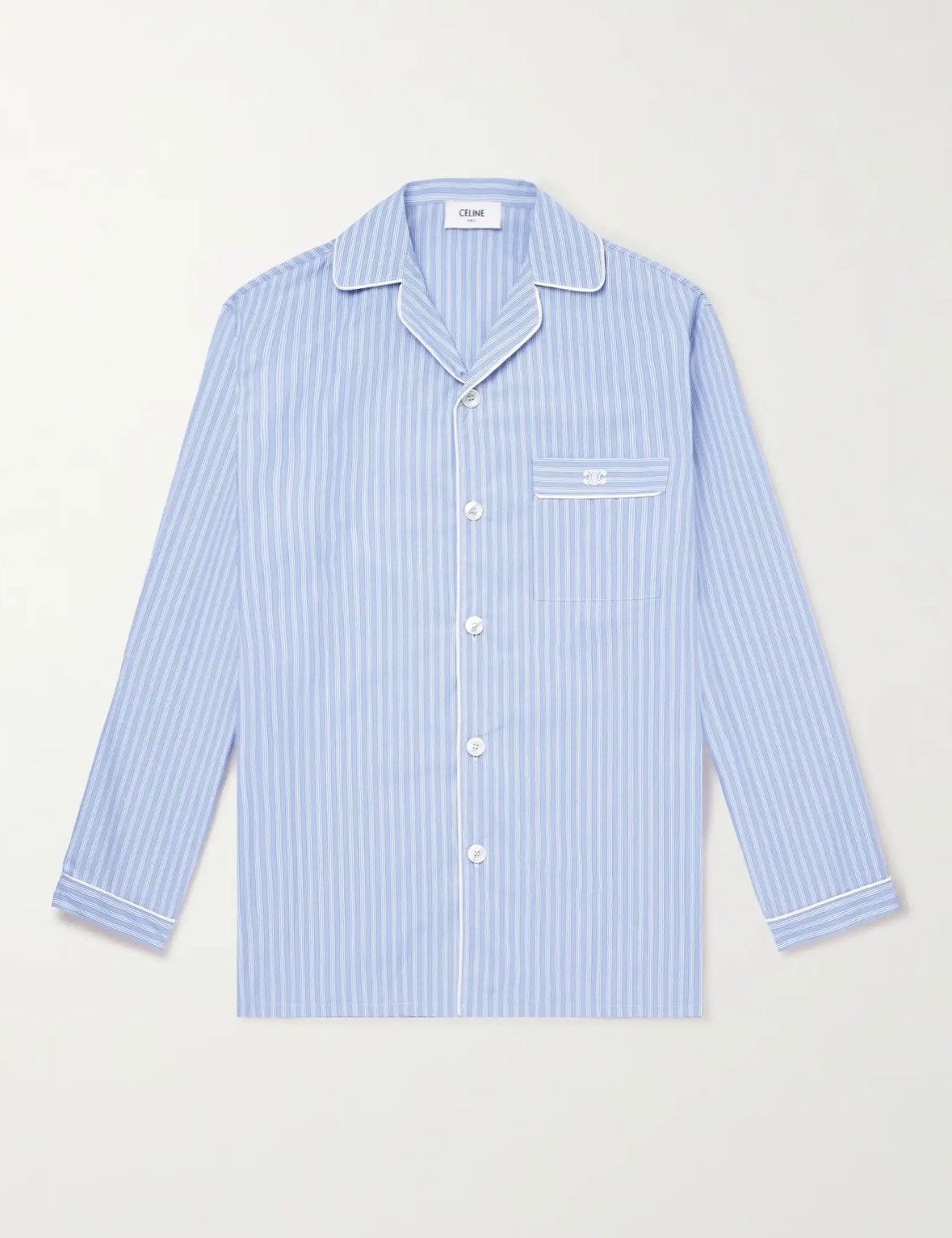 Celine Celine Logo-Embroidered Striped Shirt size 52/us size 42 Size US L / EU 52-54 / 3 - 1 Thumbnail