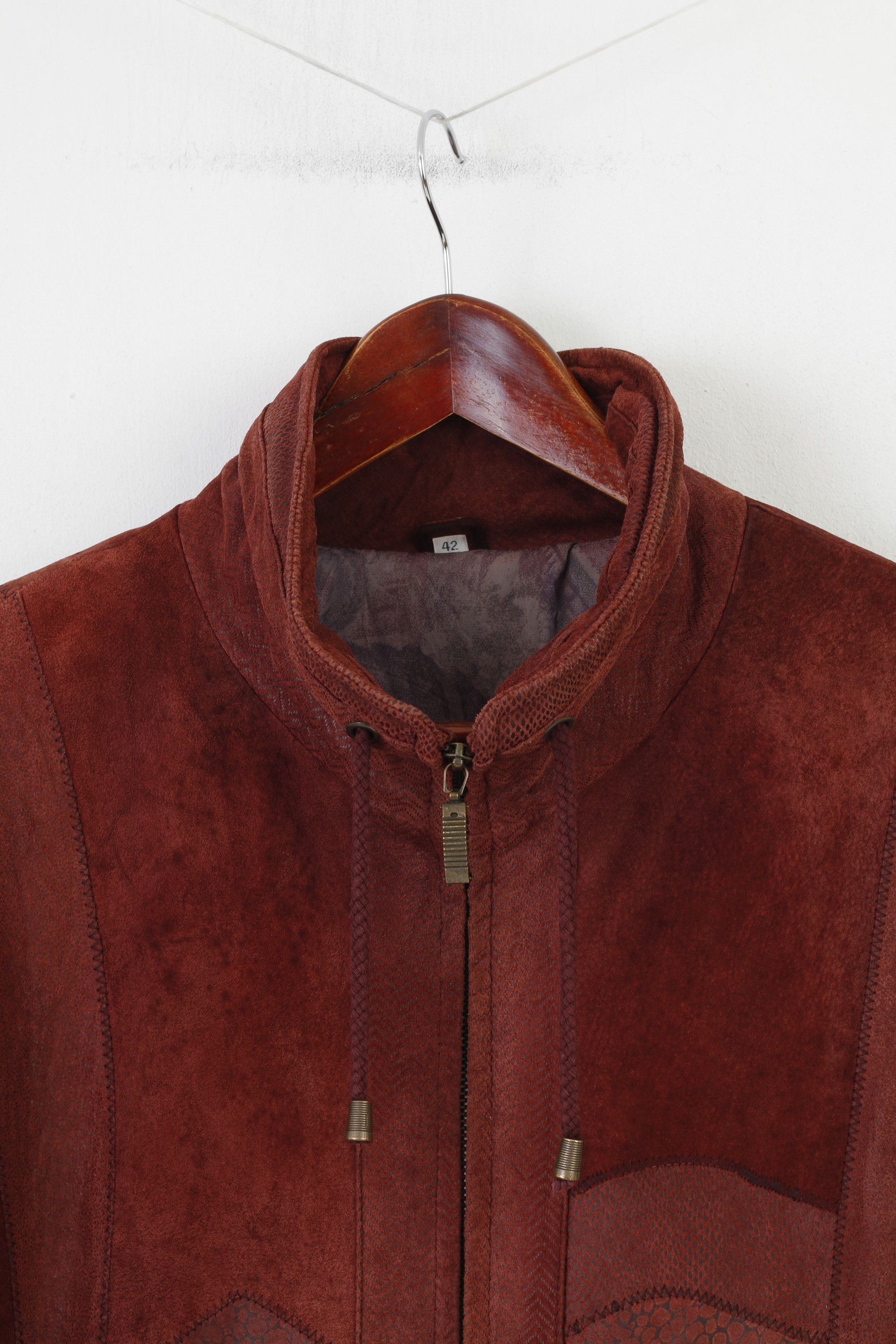 Vintage Wohrl Woman 42 XL Jacket Burgundy Leather Full Zipper 2331 Size XL / US 12-14 / IT 48-50 - 2 Thumbnail