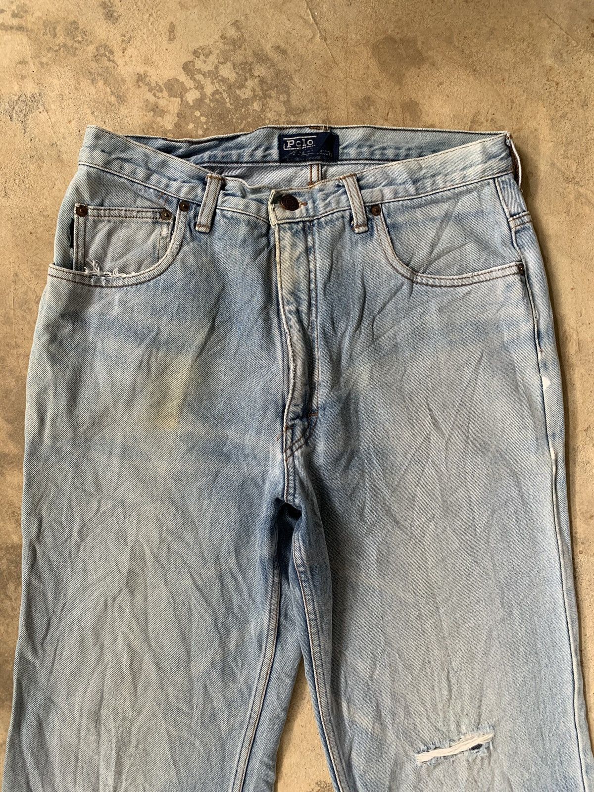 Polo Ralph Lauren × RRL Ralph Lauren × Vintage Vintage‼️Polo Ralph Lauren zip Talon 42 Distressed Denim Size US 31 - 3 Thumbnail