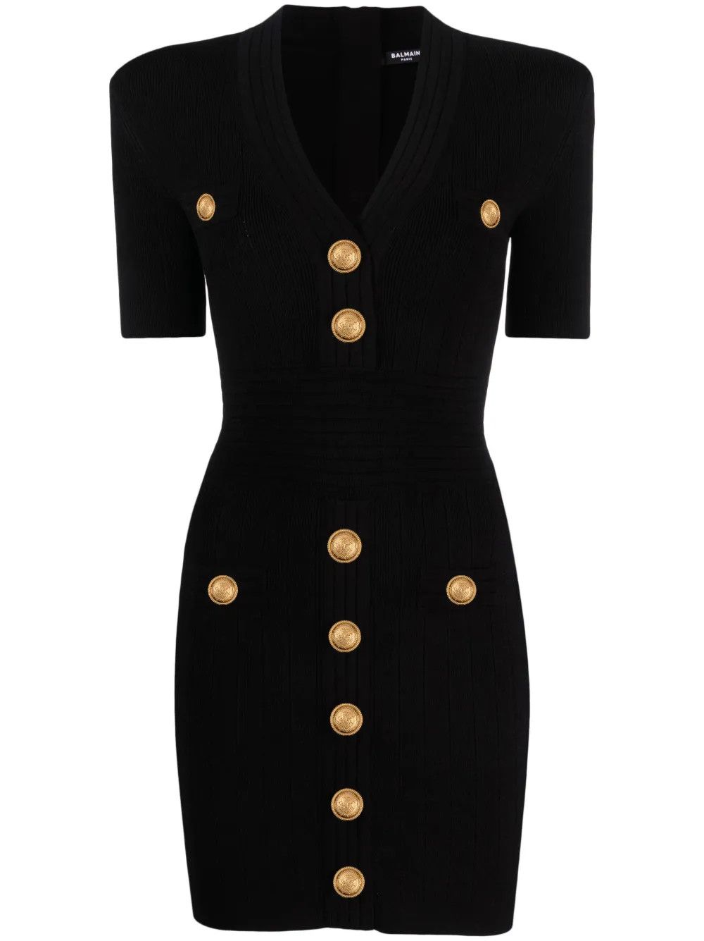 Balmain o1s1wg111225 Knitted Mini Dress in Black Size XL / US 12-14 / IT 48-50 - 1 Thumbnail