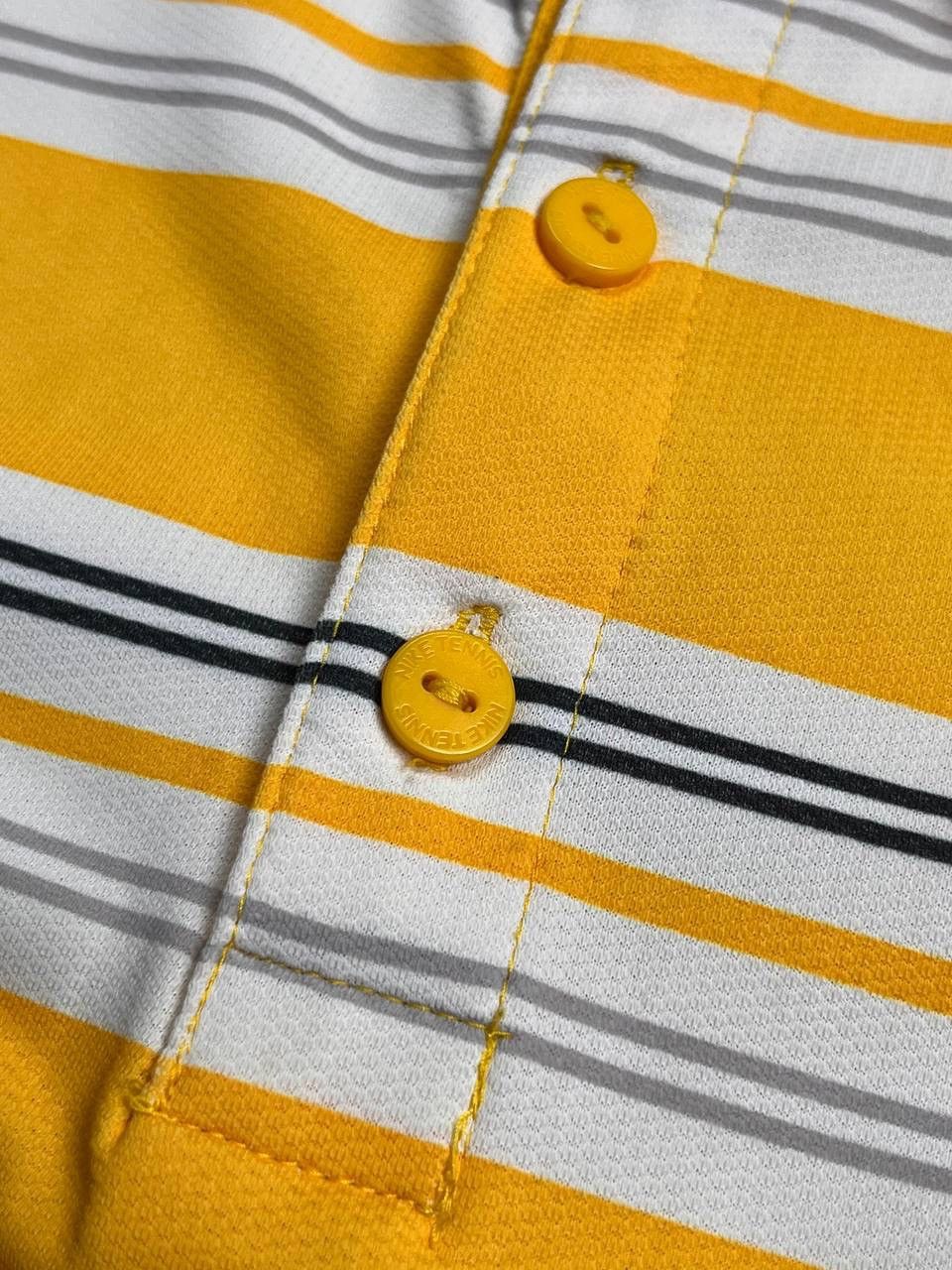 Nike × Vintage Vintage Nike Court Andre Agassi Striped Yellow Polo Shirt M Size US M / EU 48-50 / 2 - 5 Thumbnail