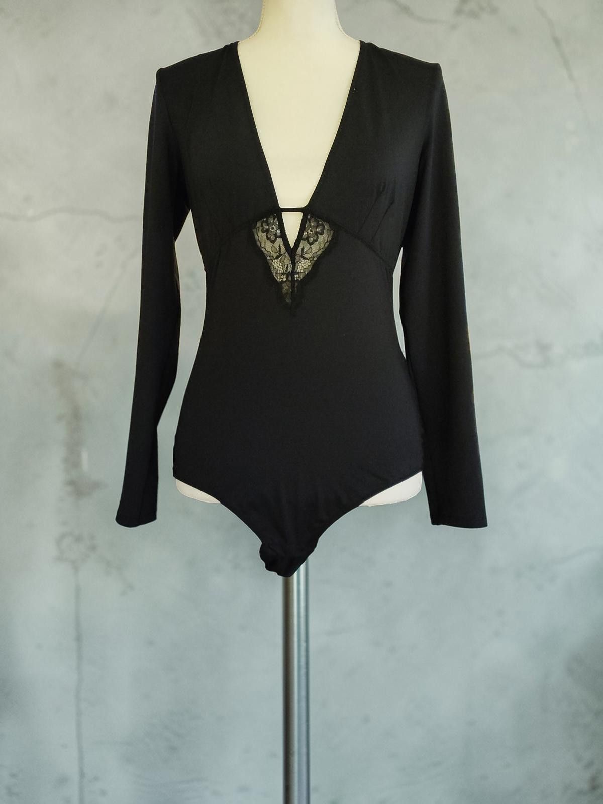 Other Black Long Sleeve Lace Detail Bodysuit - Size Large Size ONE SIZE - 3 Thumbnail