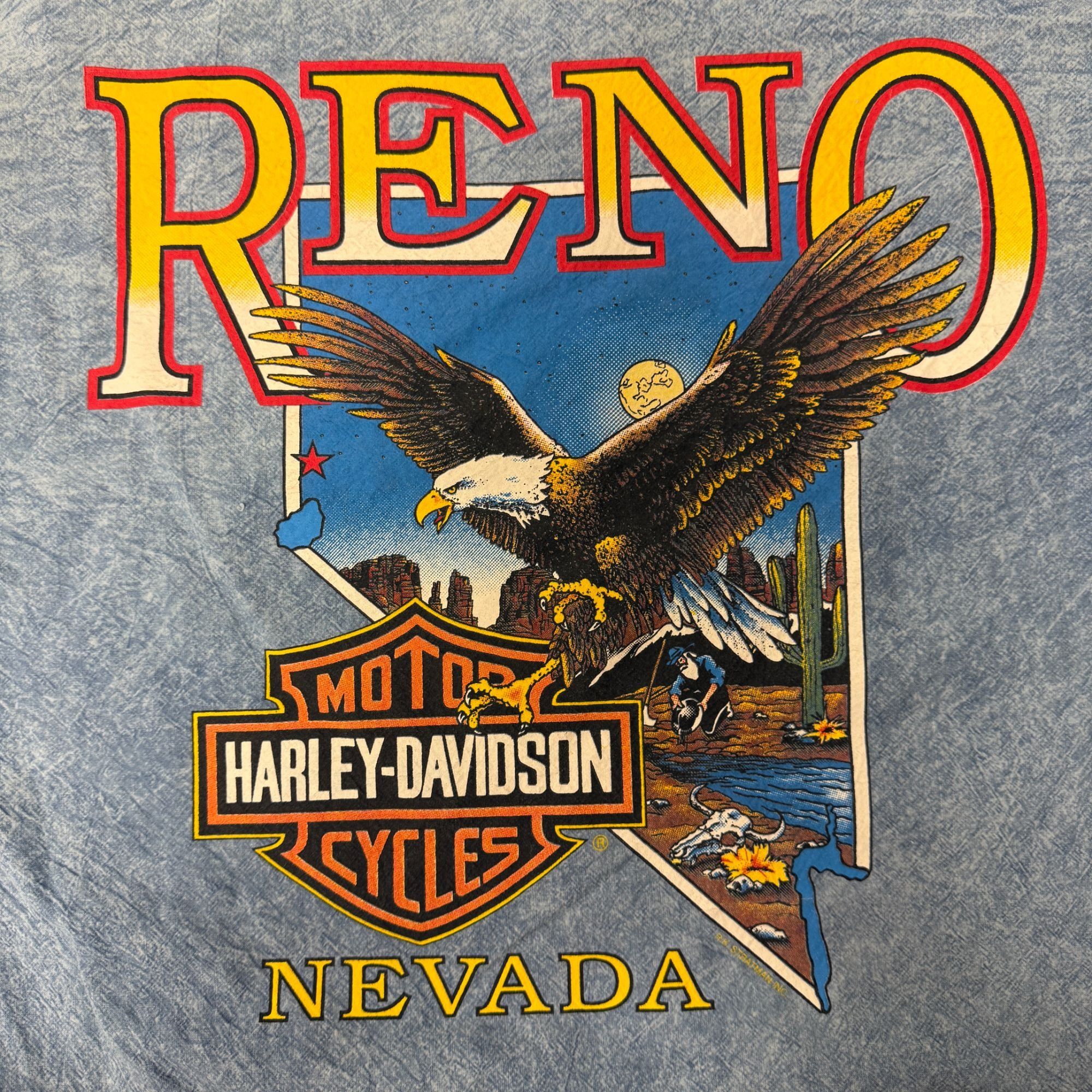 Harley Davidson 90’s H-D Motorcycle RENO Nevada BIKER Stone Wash PULLOVER M Size US M / EU 48-50 / 2 - 5 Thumbnail