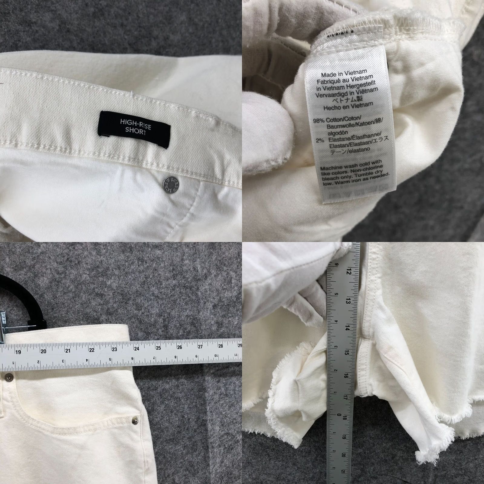 J.Crew NWT J.CREW White Denim Shorts Womens 37 High Rise Button Fly Cut-Off Size 25" / US 0 / IT 36 - 8 Thumbnail