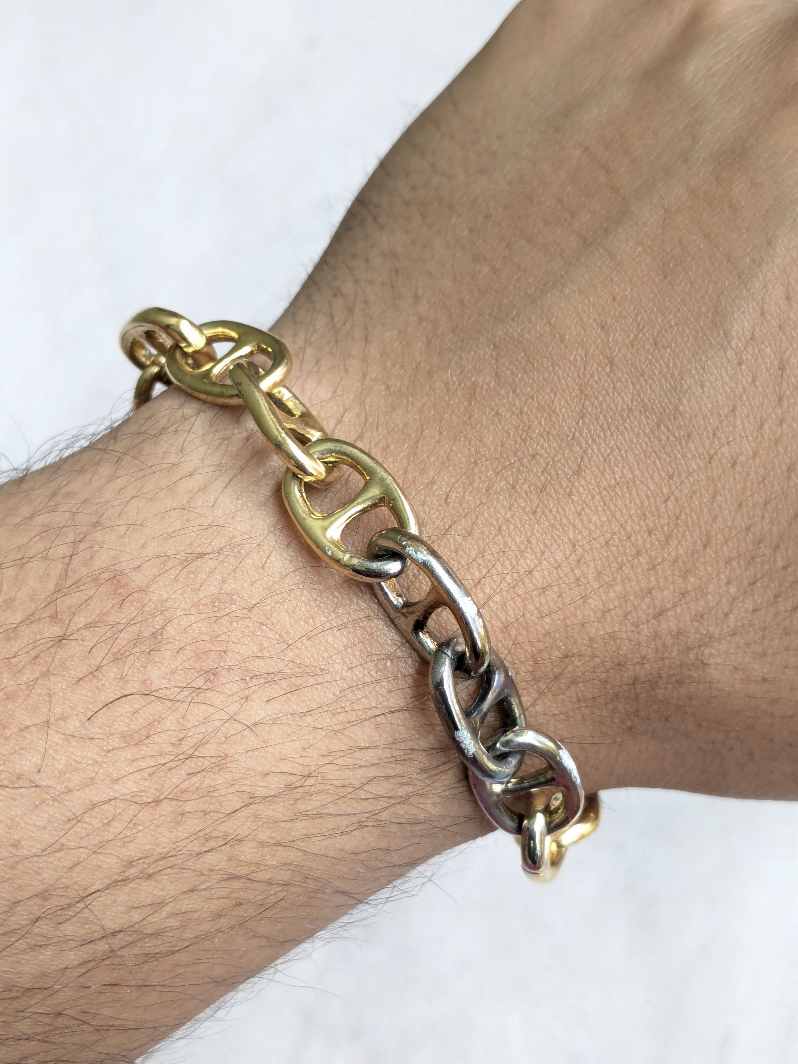 Jewelry Vintage Sterling Silver Bracelet Anchor Mariner Gold 7.25 Size ONE SIZE - 14 Thumbnail