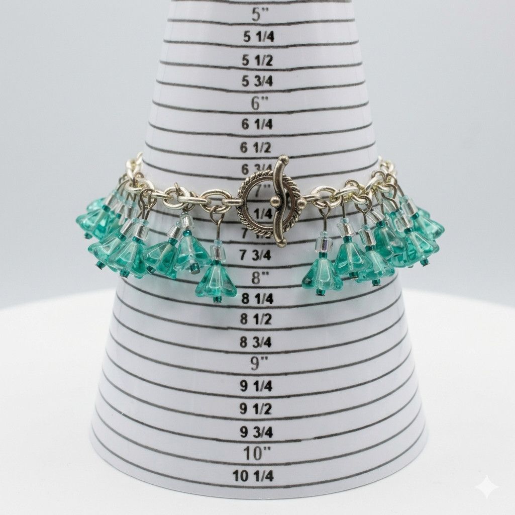 Handmade Bracelet Set 7.25" Charm Earrings Handmade Turquoise Czech Size ONE SIZE - 8 Thumbnail