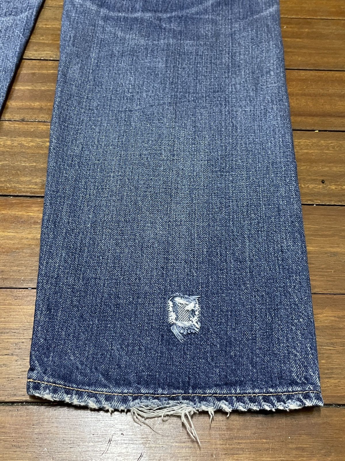 Japanese Brand × MOUSSY Very Rare Design Vintage Moussy Patchwork Ripped Jeans 1990s Size US 34 / EU 50 - 8 Thumbnail