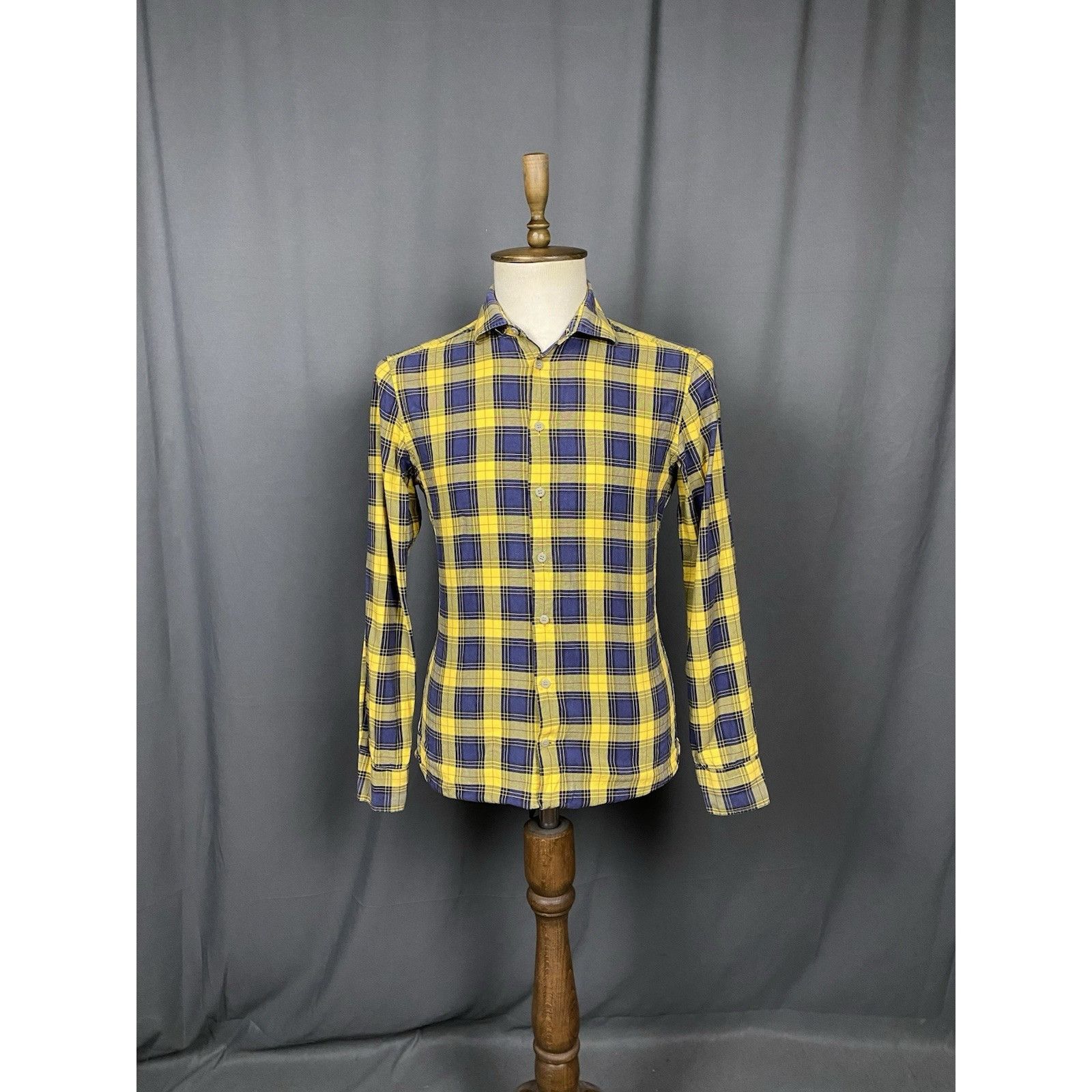 Etro Etro Men's Blue Yellow Checked Longsleeve Shirt Size 40 Size US M / EU 48-50 / 2 - 3 Thumbnail