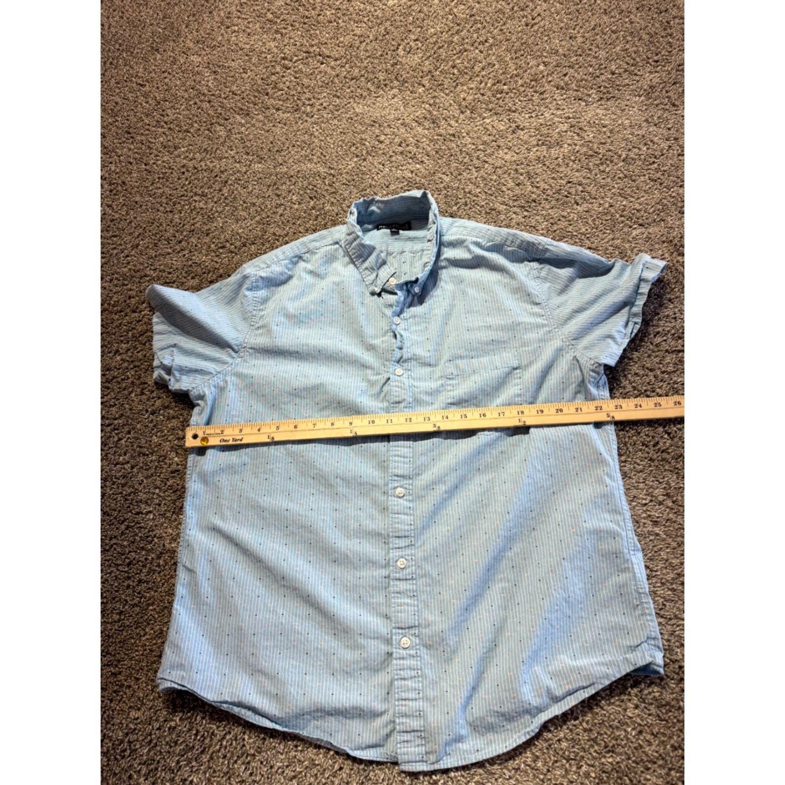 J.Crew J.Crew Mercantile Shirt Button-Down XL Blue Stripe Dots Men Short Sleeve Button-Up 2056 Size US XL / EU 56 / 4 - 7 Thumbnail
