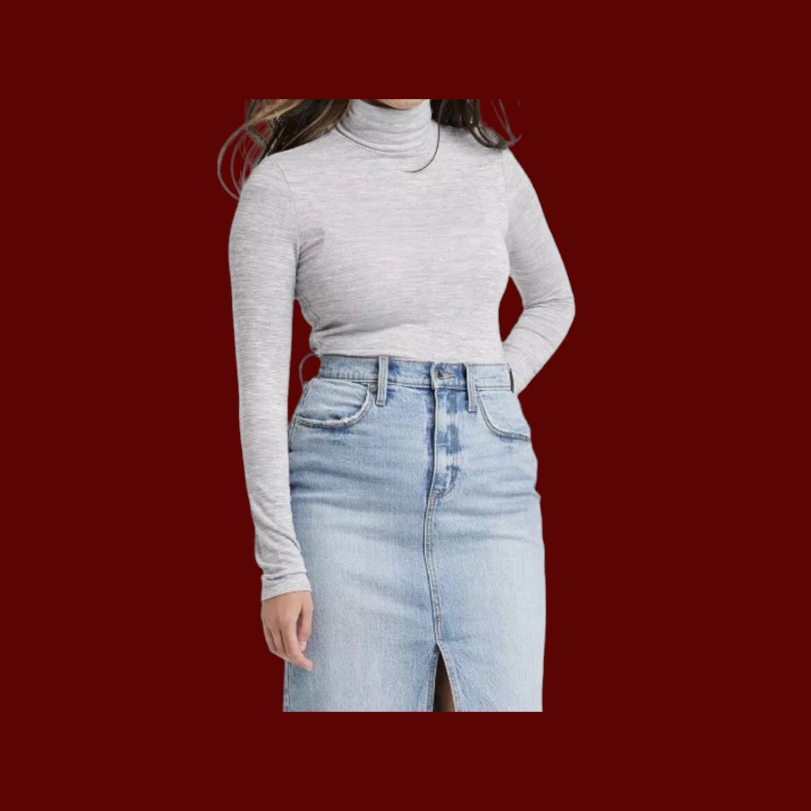 Other Universal Thread - Women's Mock Neck Turtleneck T-Shirt Gray Size XS / US 0-2 / IT 36-38 - 1 Thumbnail