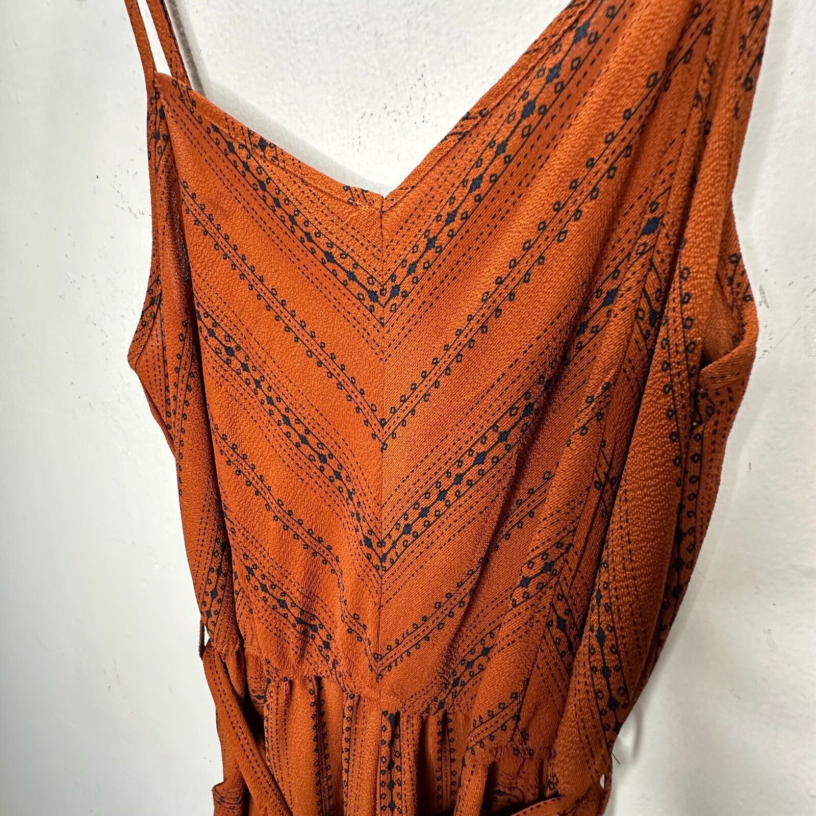 Other E & M Rust Aztec VNeck Spaghetti Strap Tie Waist Jumpsuit Size 30" / US 8 / IT 44 - 6 Thumbnail