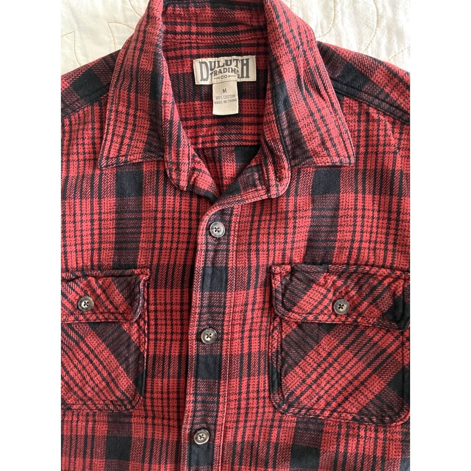 Duluth Trading Company Duluth Button-Down Shirt Men’s Medium Flannel Red Black Plaid Long Sleeve Button-Up Casual Fall Winter Relaxed Cotton Size US M / EU 48-50 / 2 - 2 Thumbnail