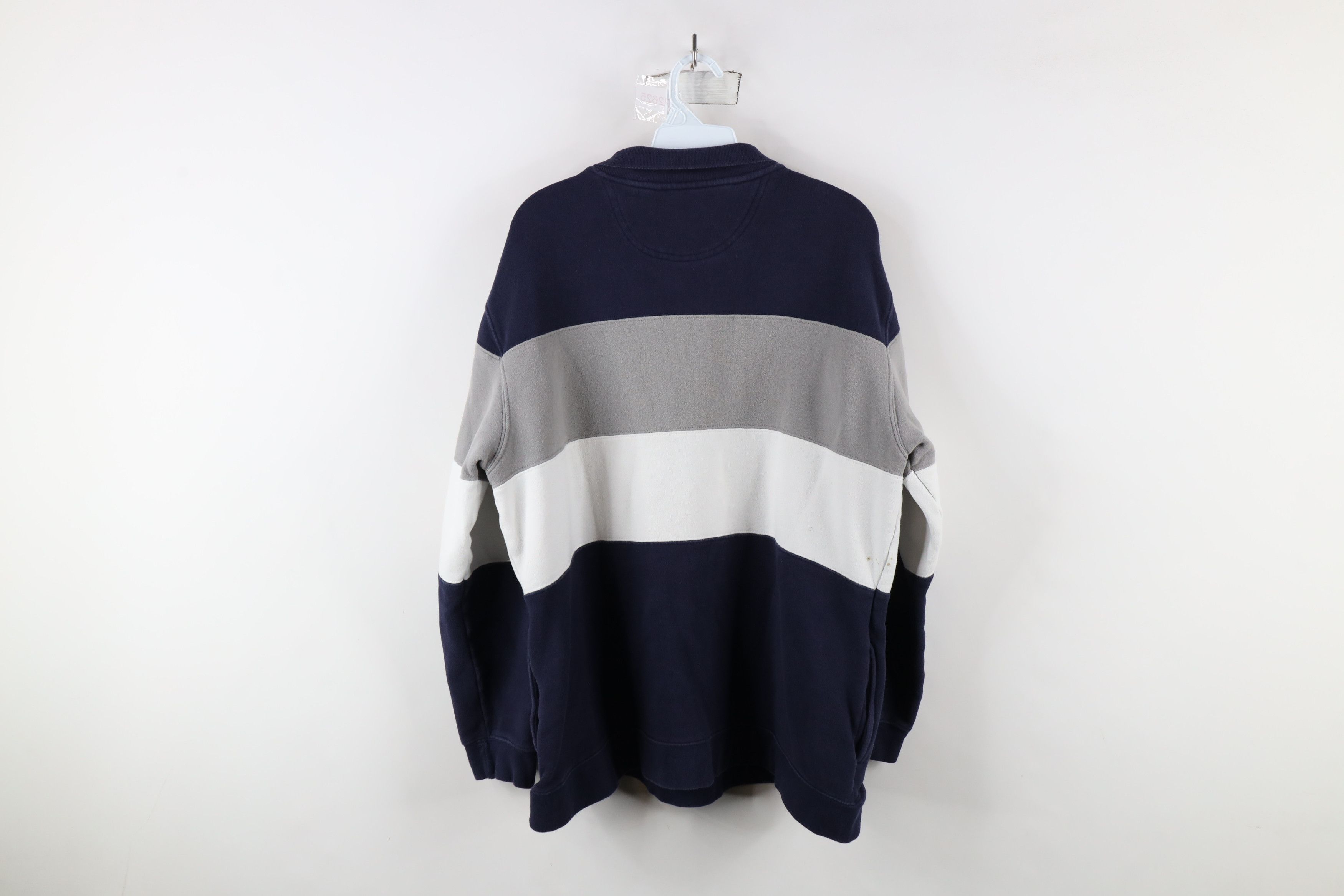 Vintage Vintage 90s Streetwear Block Striped Collared Sweatshirt Size US L / EU 52-54 / 3 - 10 Thumbnail