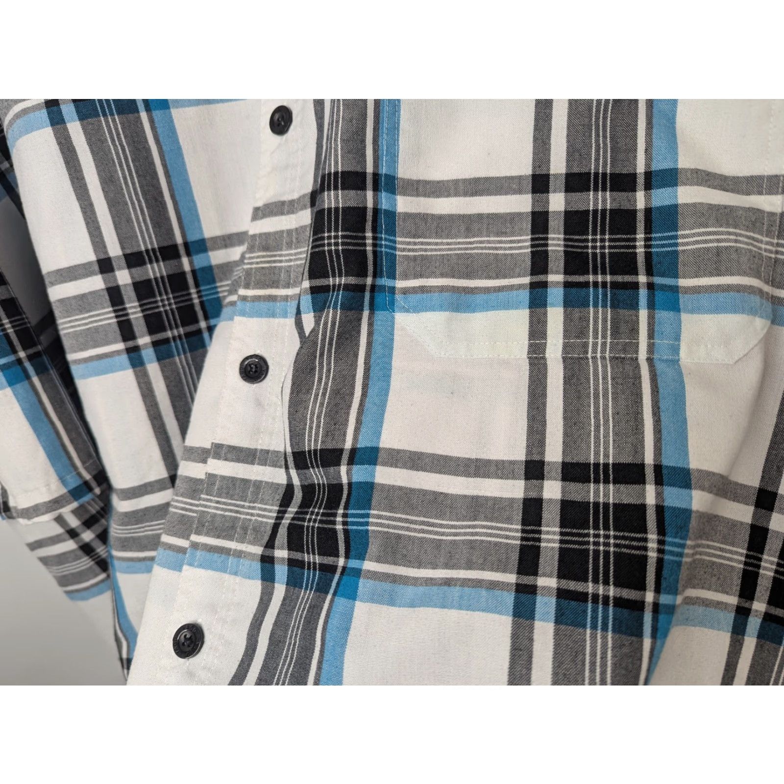 Vintage YAGO Shirt Men’s 5XL White Plaid Button-Up Short Sleeve Baggy Y2K Streetwear Size US XXL / EU 58 / 5 - 3 Thumbnail