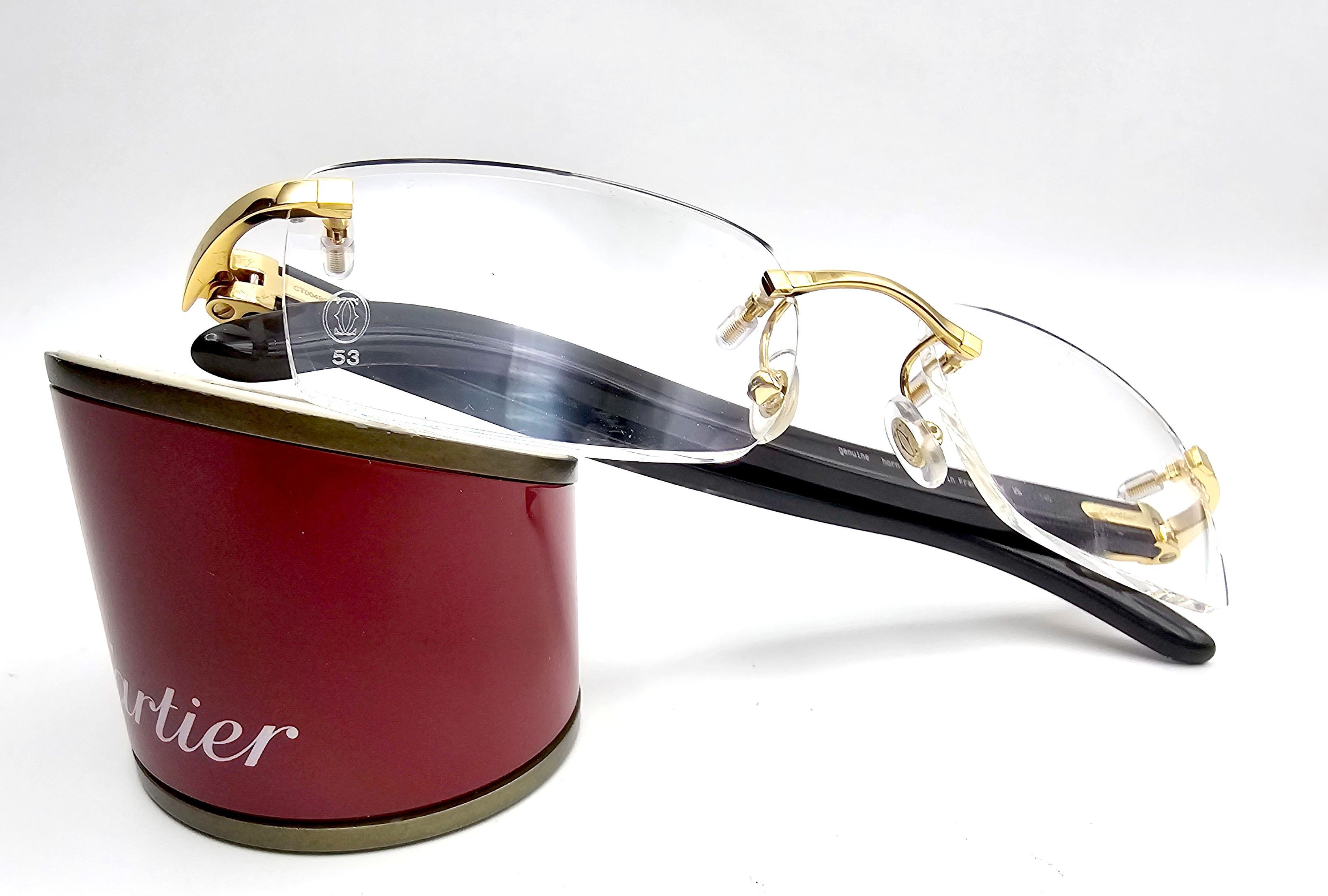 Cartier NEW! Cartier Black Buffalo Horn Glasses CT00490 Size ONE SIZE - 3 Thumbnail