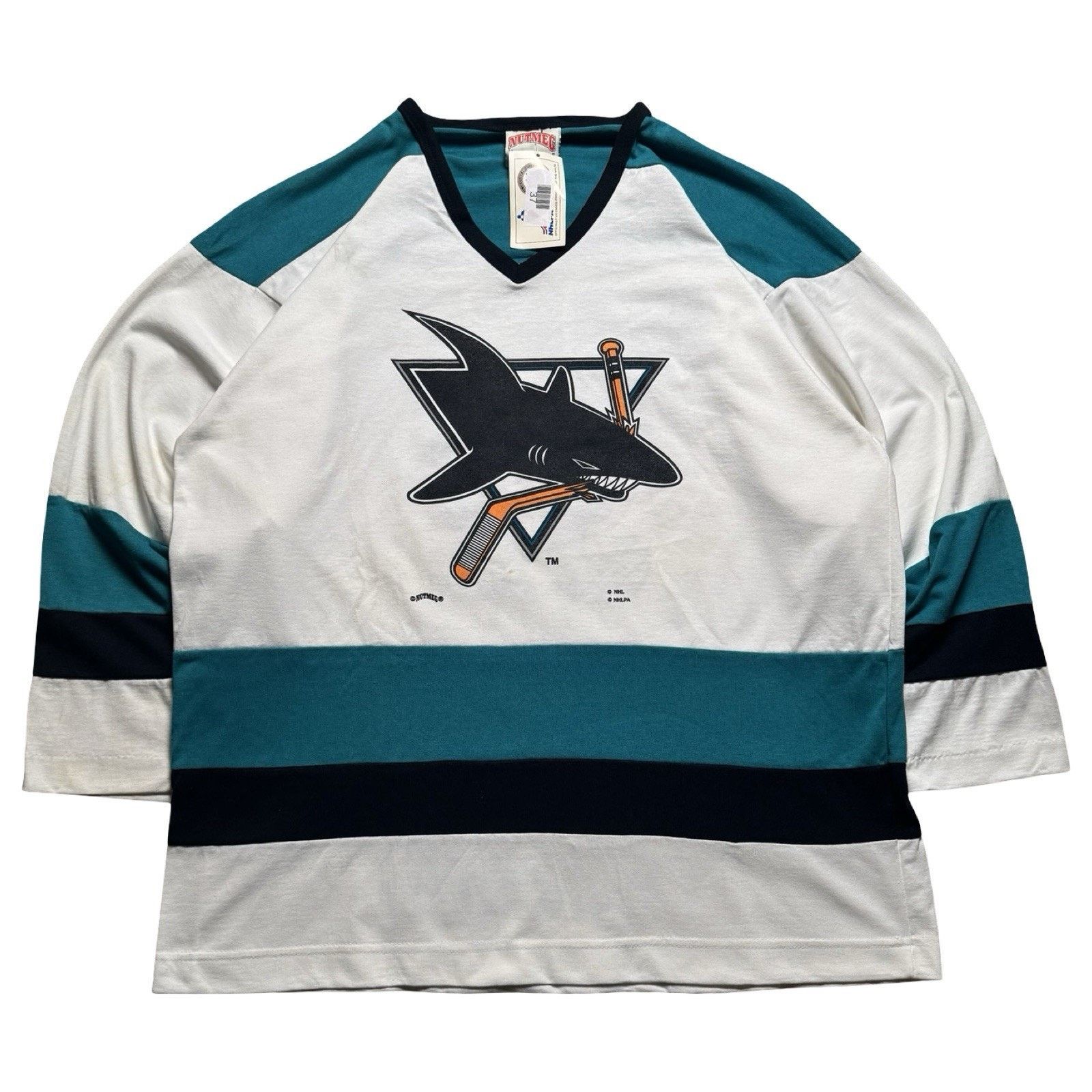 Vintage San Jose Sharks Arturs Irbe Nutmeg Jersey L NHL Teal