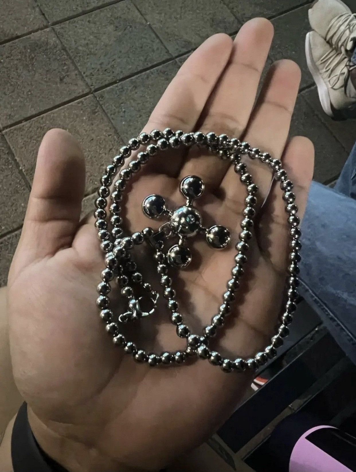 Jewelry Round Bead Chain Quadangle Ball Pendant Size ONE SIZE - 6 Thumbnail