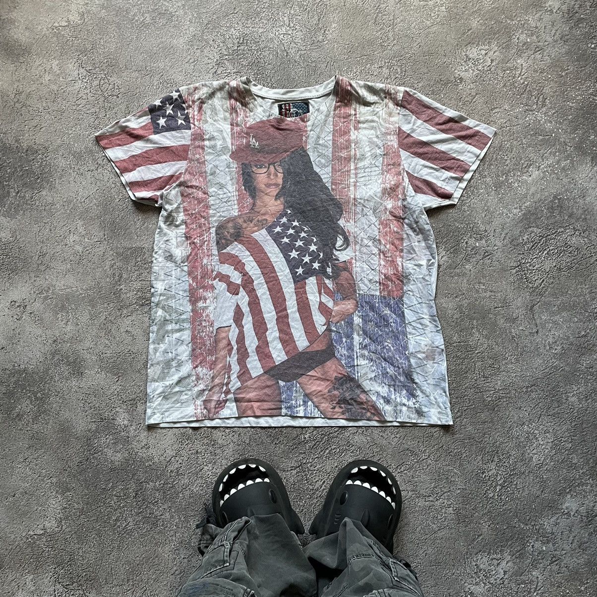 Vintage Vintage Y2K Sun Faded Patriotic Graphic Tee Americana Slim L Size US L / EU 52-54 / 3 - 1 Thumbnail