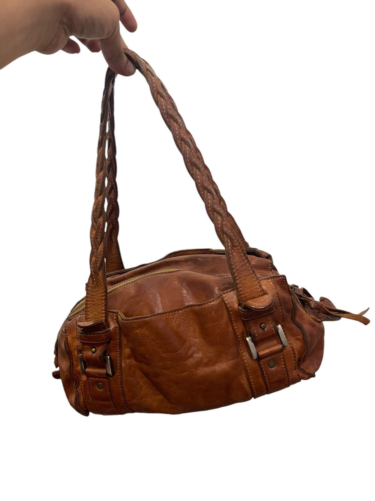 Genuine Leather Full Leather Patina Unknown Japan Tote Shoulder Bag 4🟩 Size ONE SIZE - 5 Thumbnail