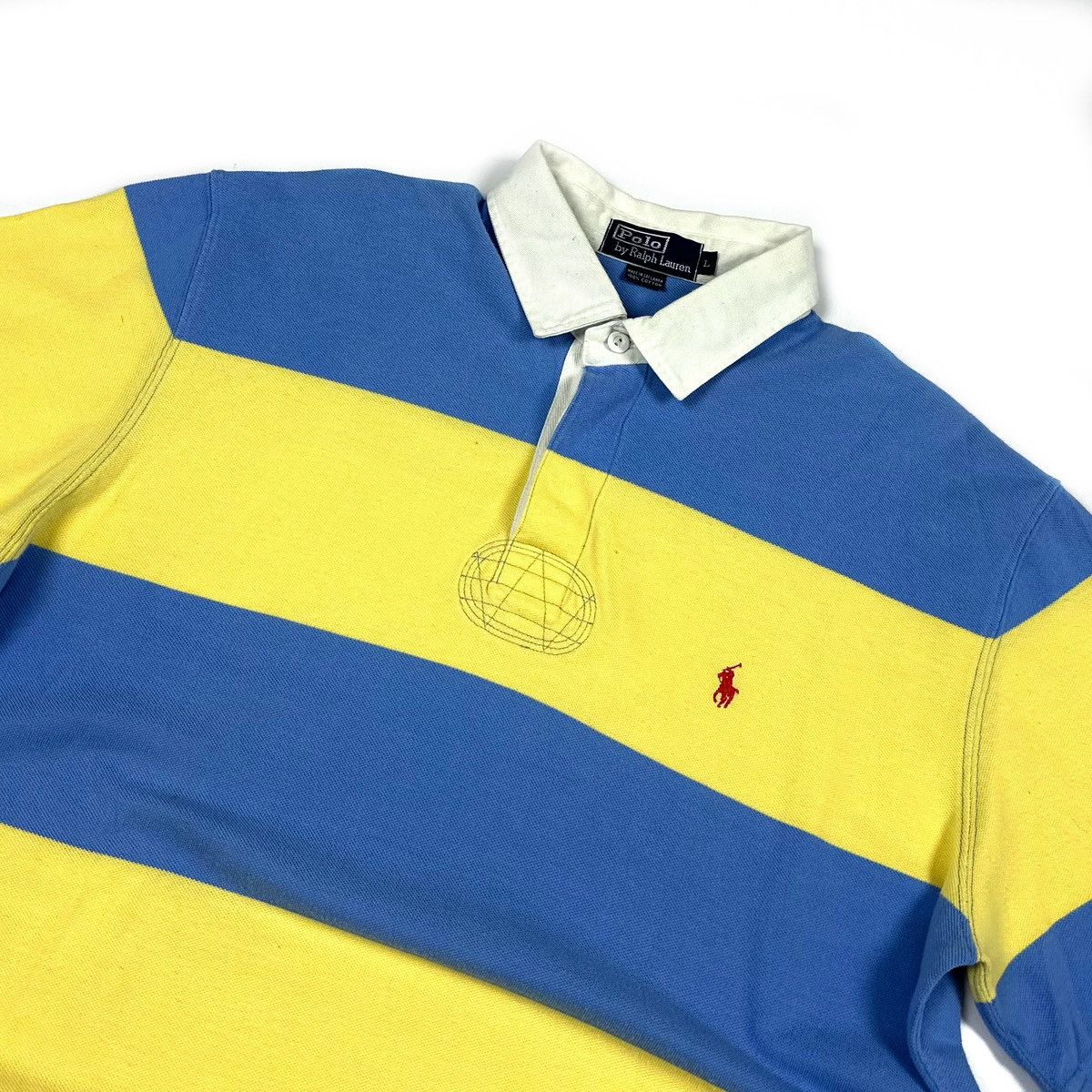Polo Ralph Lauren × Rugby Ralph Lauren × Vintage Vintage Polo Ralph Lauren Blue/Yellow Cotton Rugby Shirt - L Size US L / EU 52-54 / 3 - 6 Thumbnail