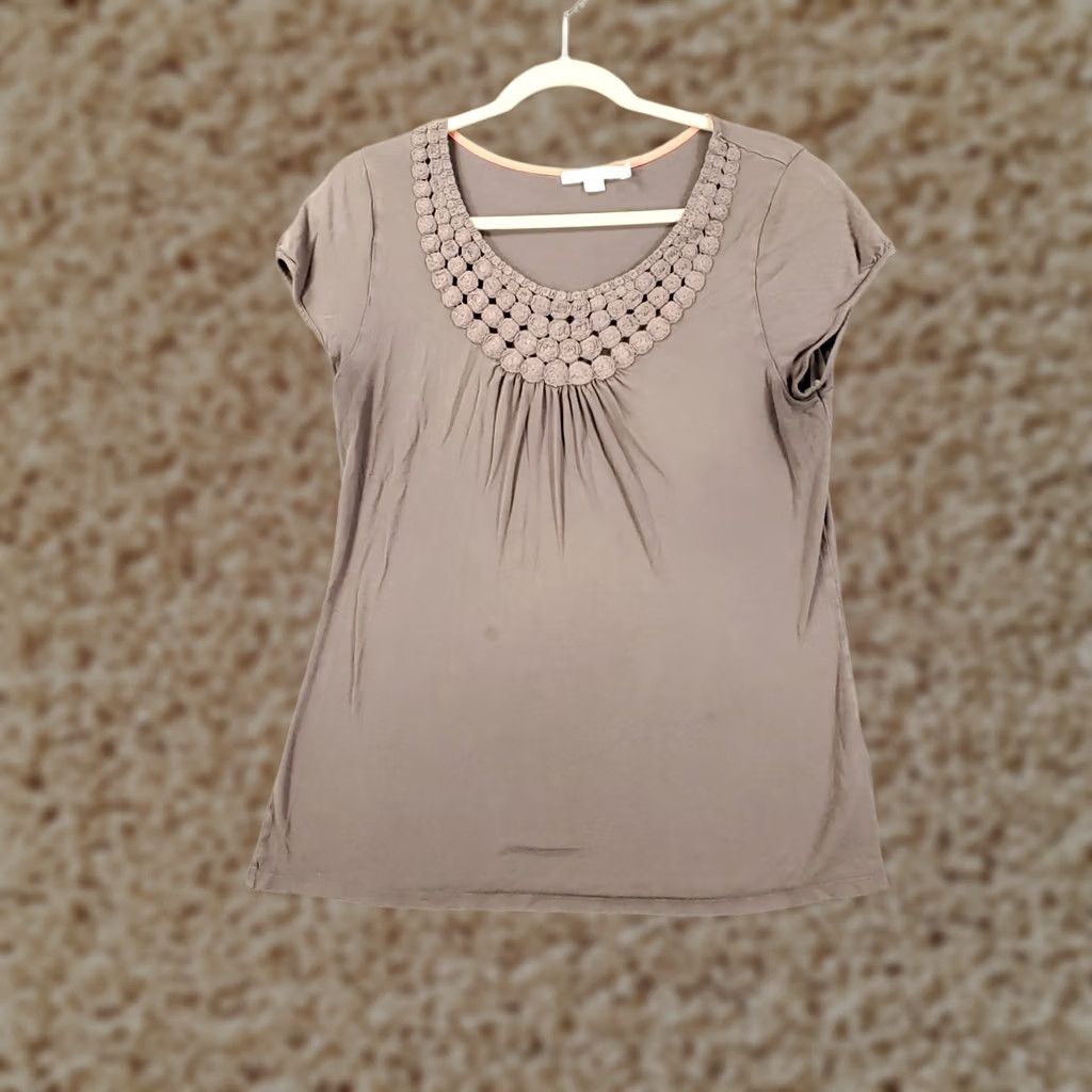 Boden Boden Top Womens 10 Gray Cap Sleeve Embroidered Knit Blouse Long Rounded Neck Casual, Party, Travel Womens Regular 10 Gray Bod en Size L / US 10 / IT 46 - 1 Thumbnail