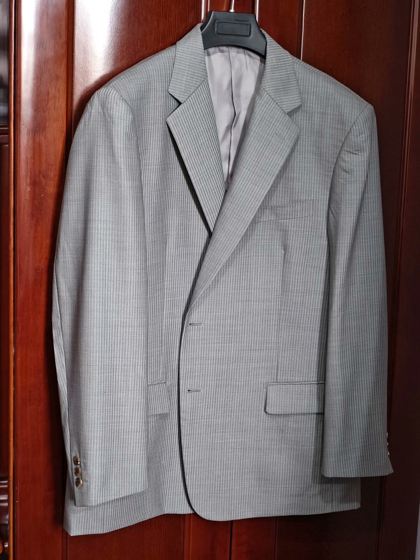 Ermenegildo Zegna Gray Striped Wool Suit Jacket Size US L / EU 52-54 / 3 - 1 Thumbnail